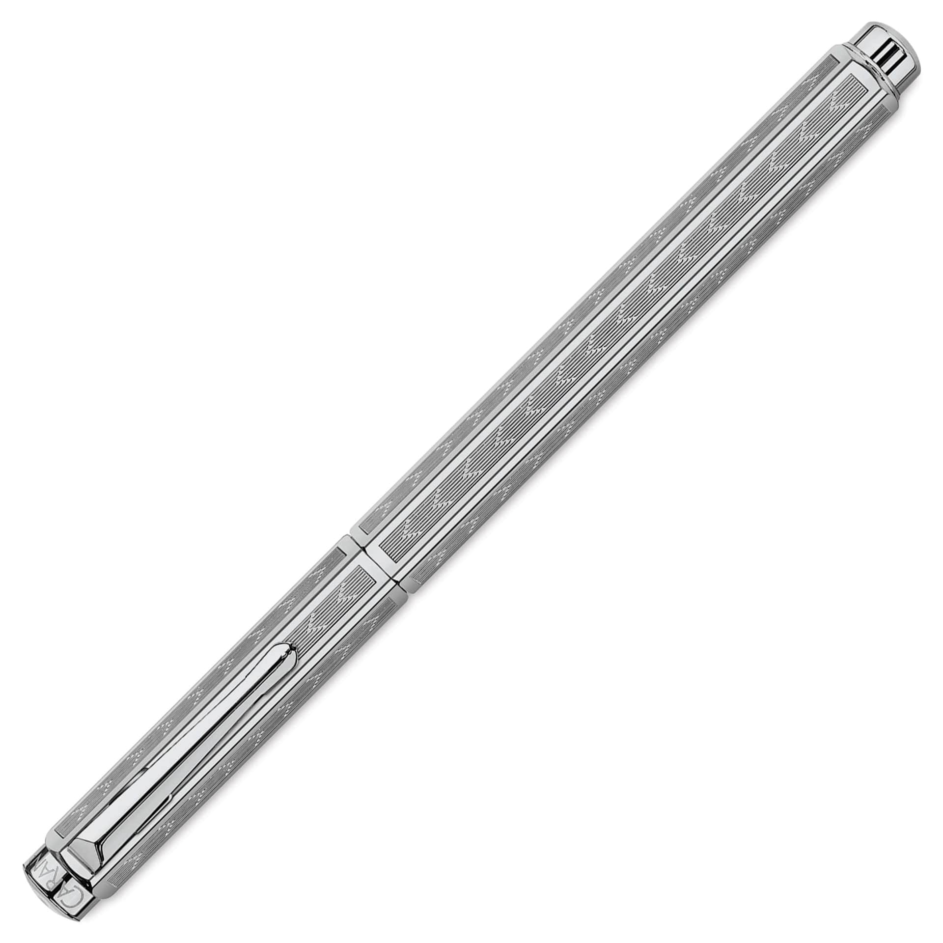 Caran d'Ache Ecridor Chevron Fountain Pen - Platinum Coated, Fine, cap on