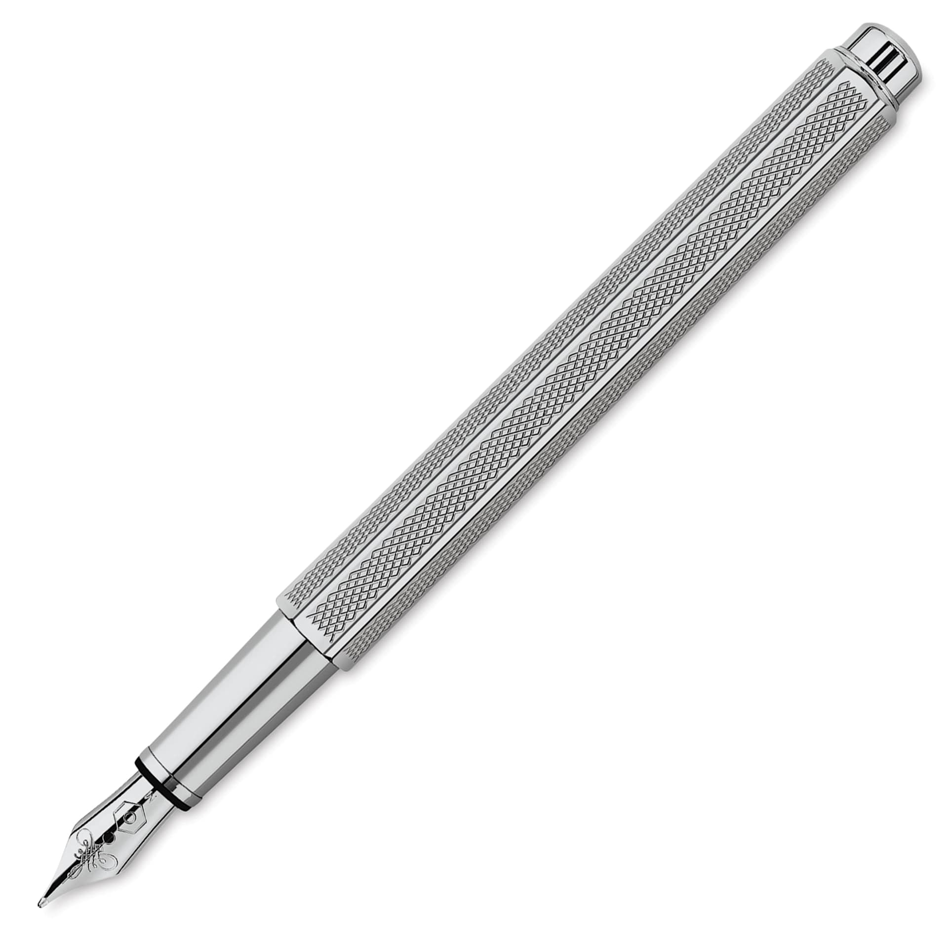 Caran d'Ache Ecridor Retro Fountain Pen - Platinum Coated, Medium Nib, cap off