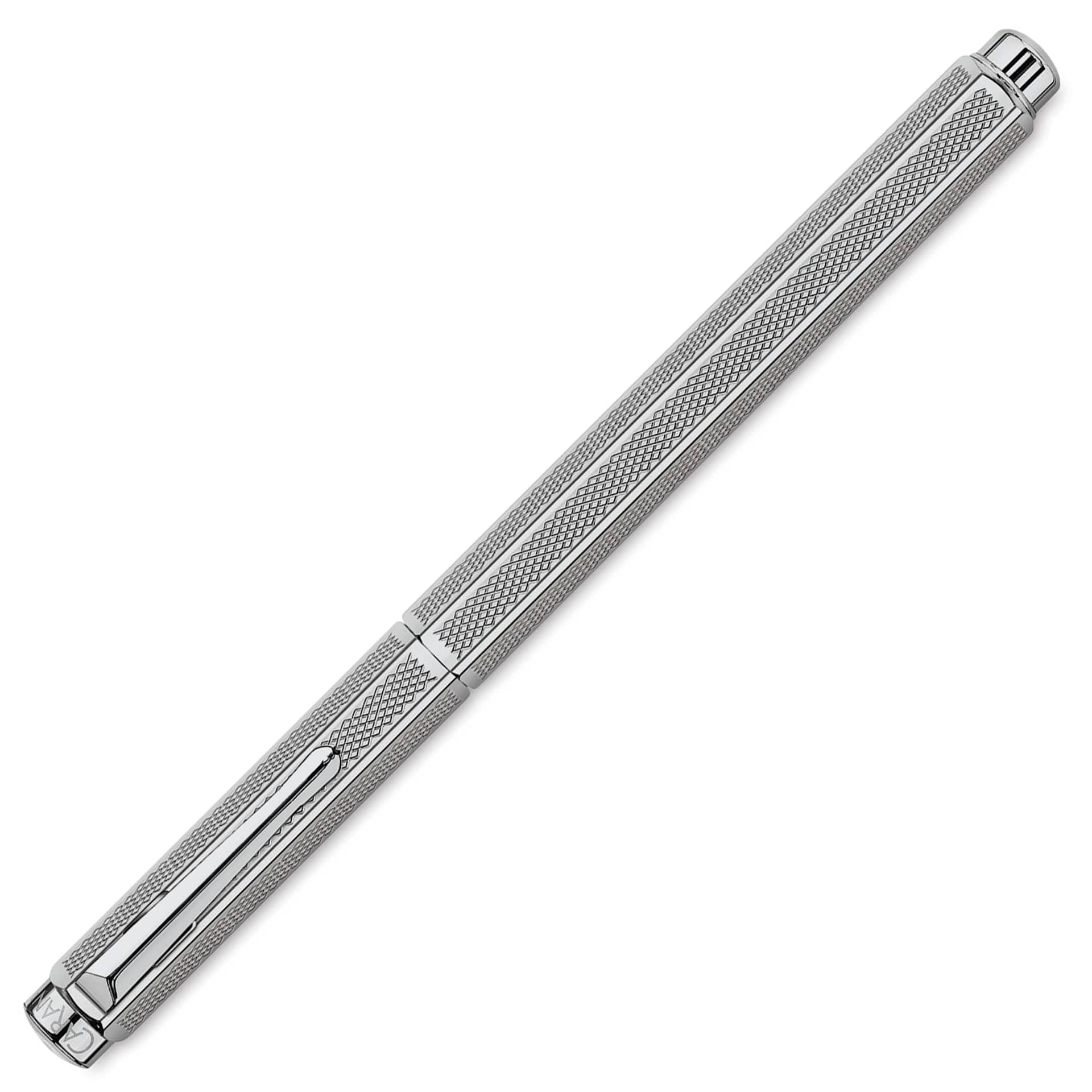 Caran d'Ache Ecridor Retro Fountain Pen - Platinum Coated, Broad Nib, cap on (image shows a different size nib)