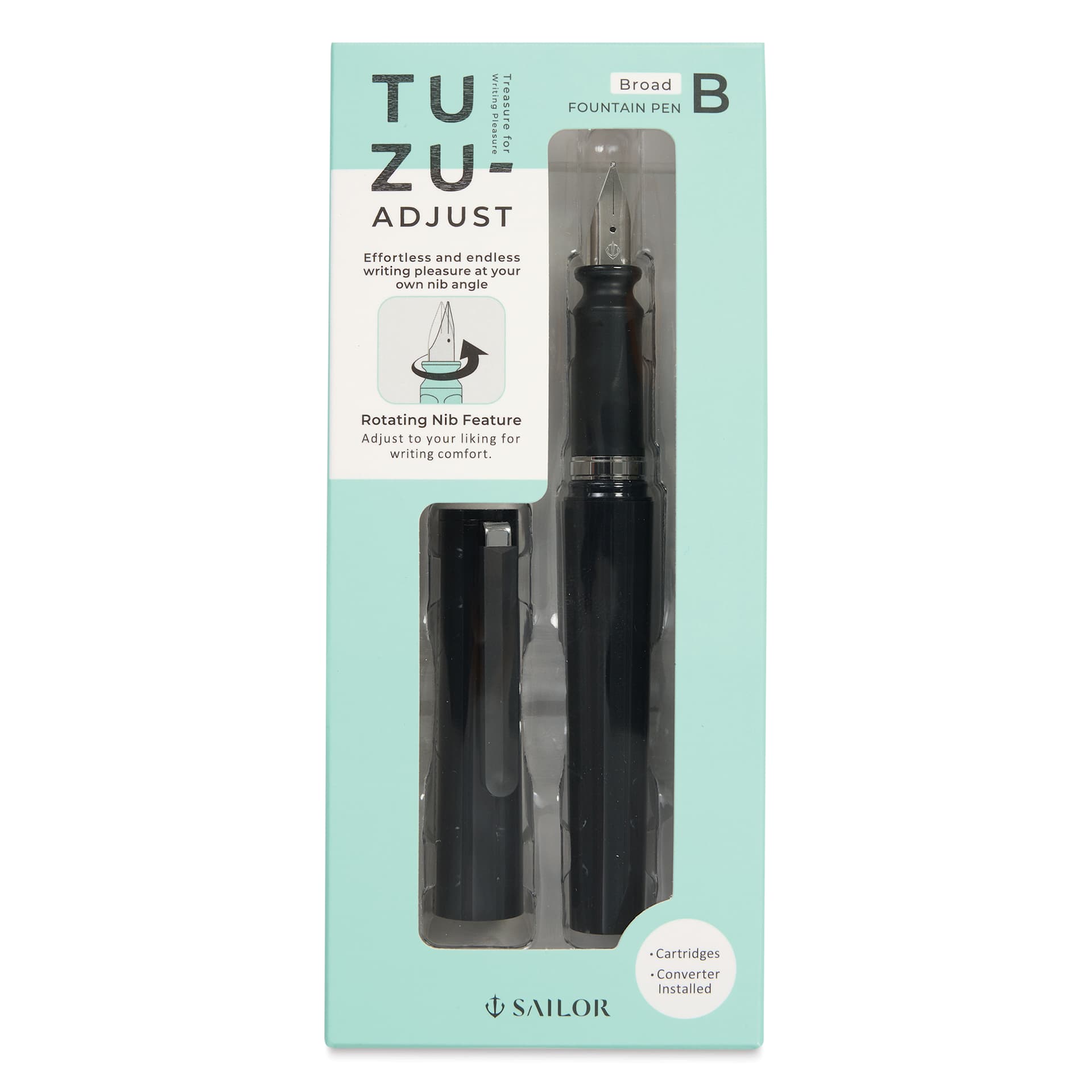 Sailor TUZU Adjust Fountain Pen - Black, Broad, front of packaging