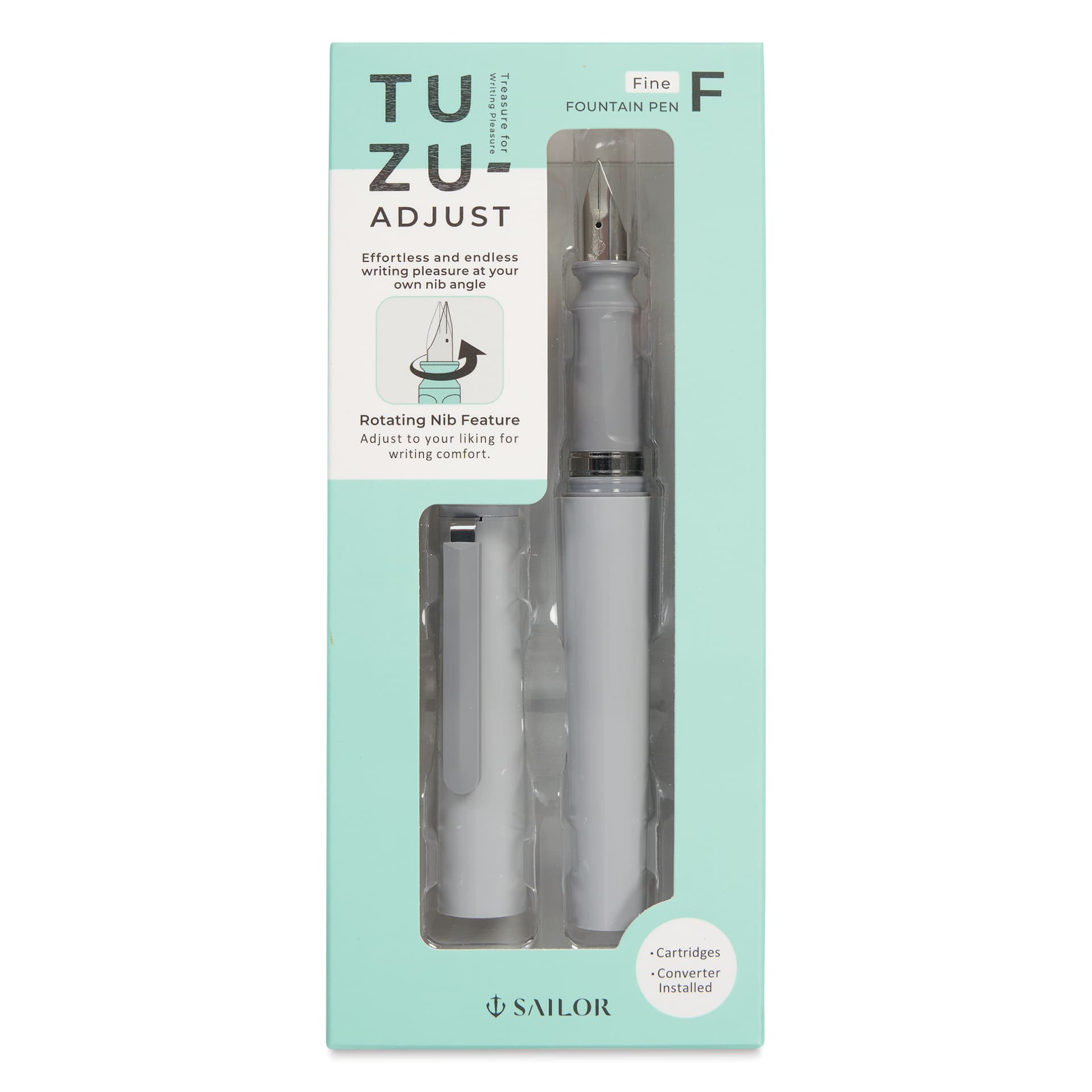 Sailor TUZU Adjust Fountain Pen - Gray, Fine, front of packaging