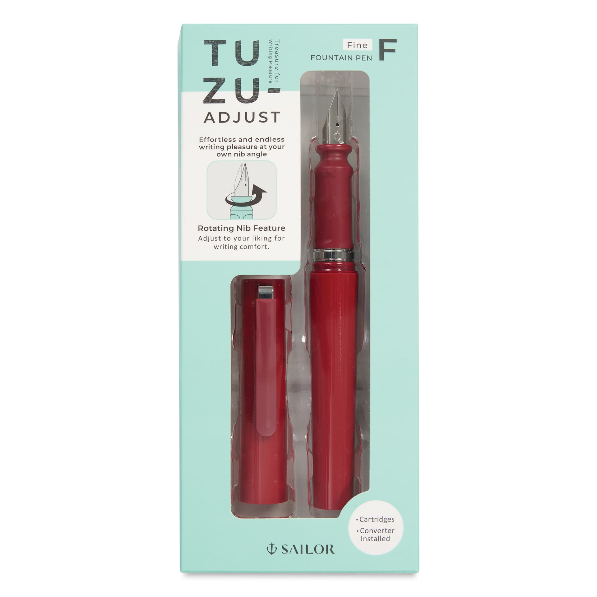 Sailor TUZU Adjust Fountain Pen - Red, Fine, front of packaging