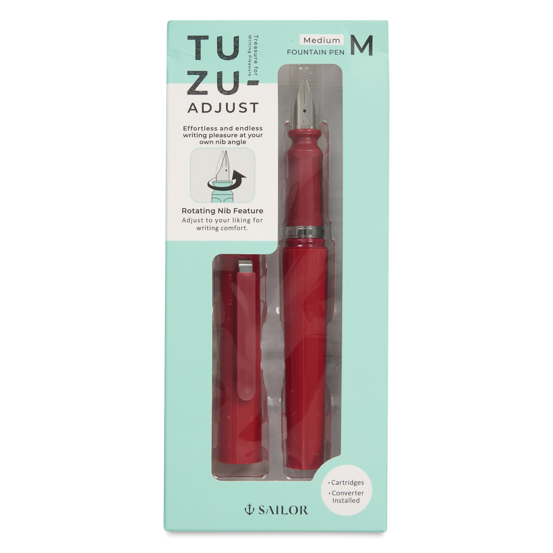 Sailor TUZU Adjust Fountain Pen - Red, Medium, front of packaging