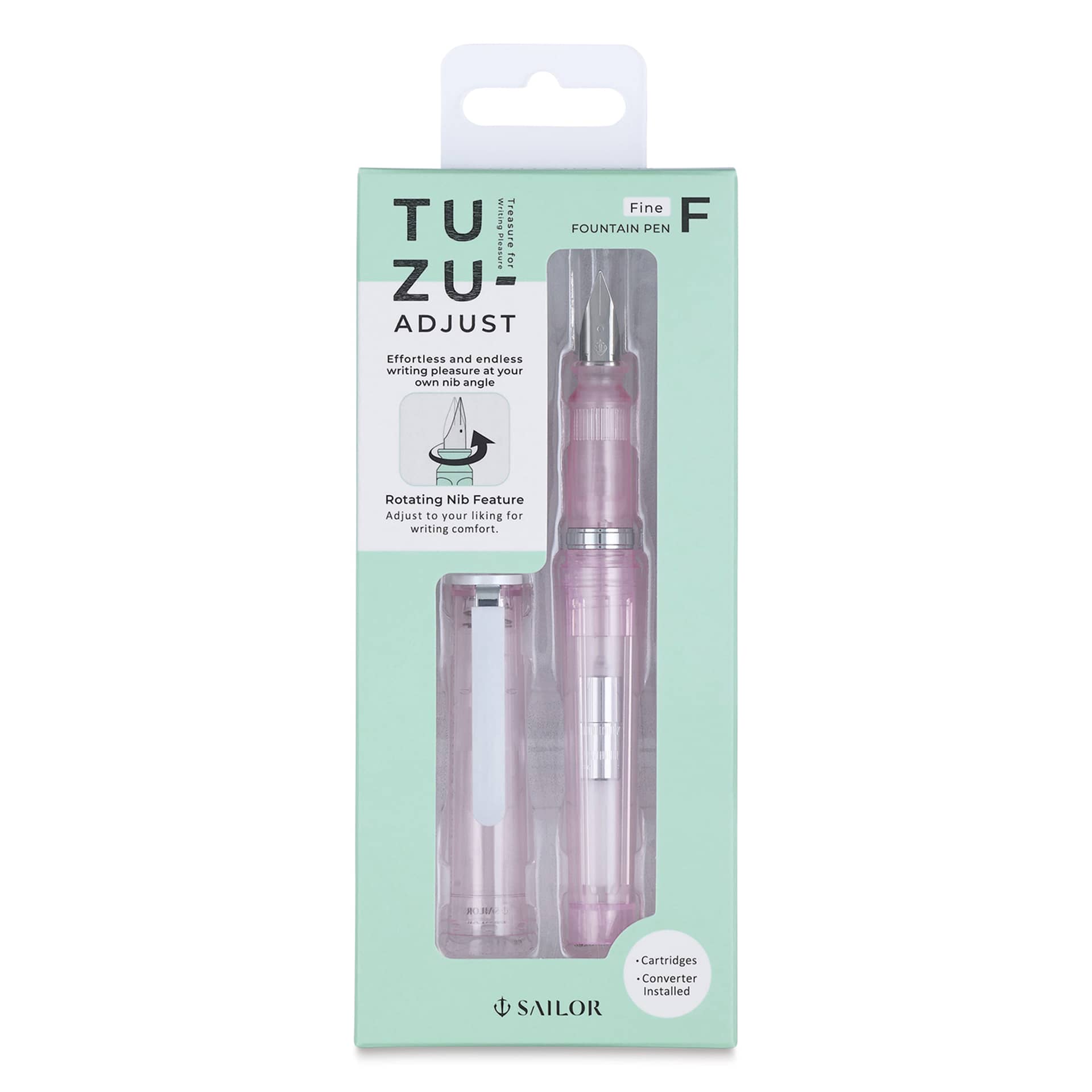Sailor TUZU Adjust Fountain Pen - Glassy Crystal Cherry, Fine, front of packaging