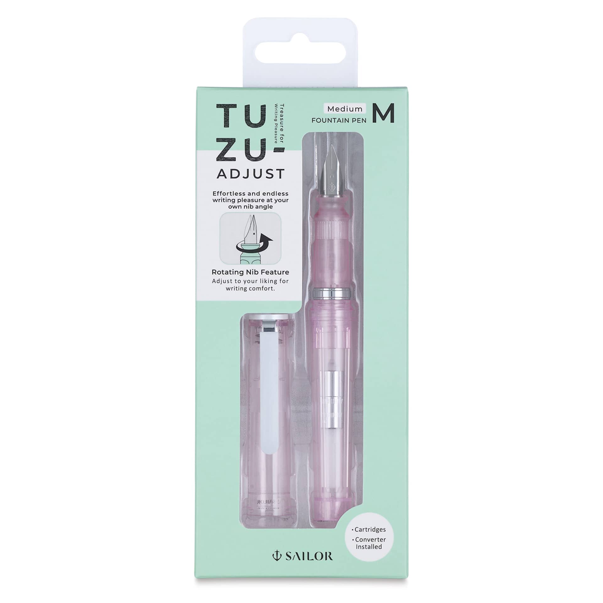 Sailor TUZU Adjust Fountain Pen - Glassy Crystal Cherry, Medium, front of packaging