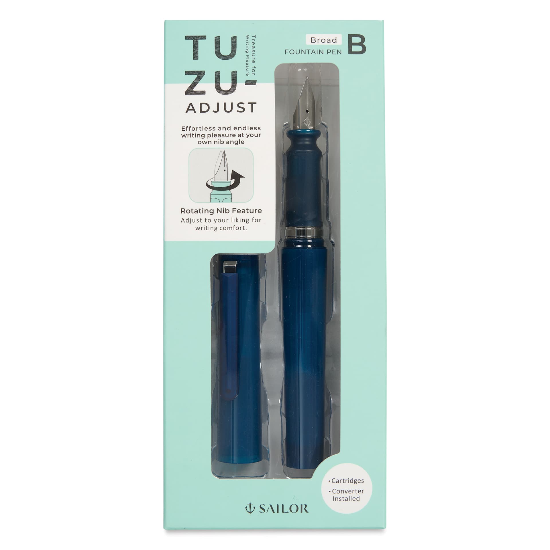 Sailor TUZU Adjust Fountain Pen - Navy, Broad, front of packaging
