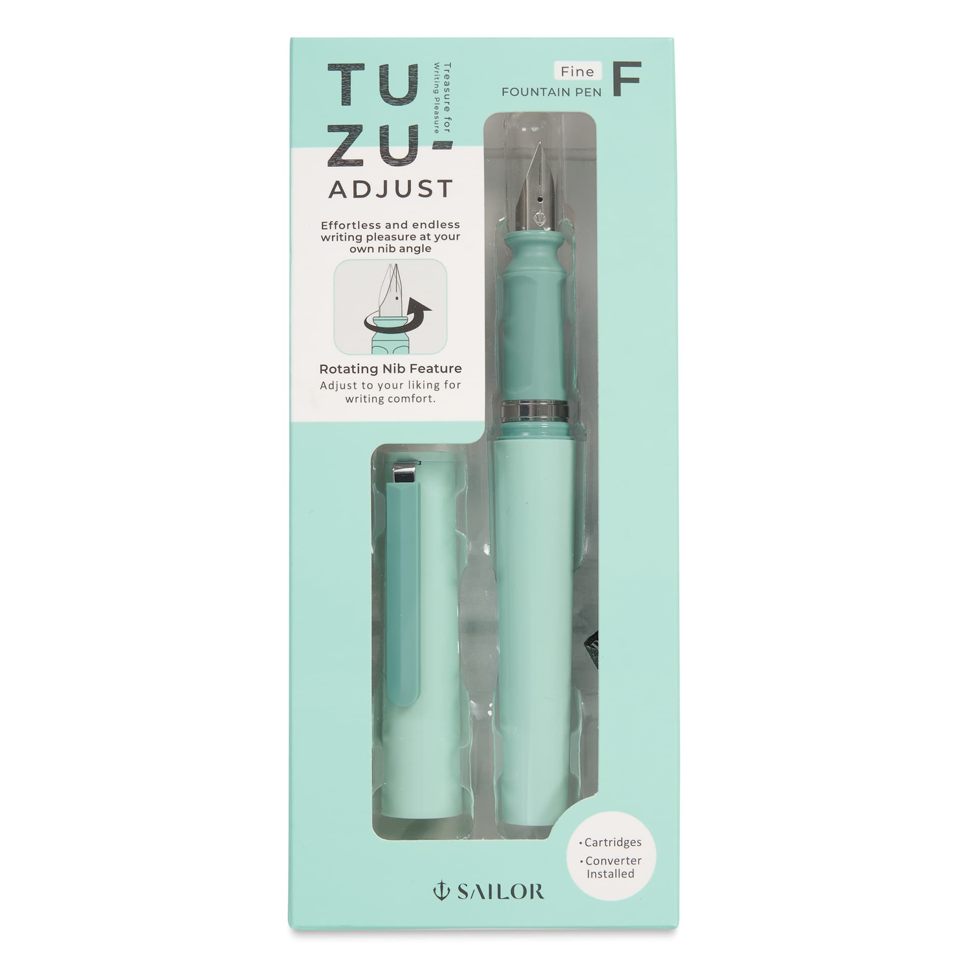 Sailor TUZU Adjust Fountain Pen - Green, Fine, front of packaging