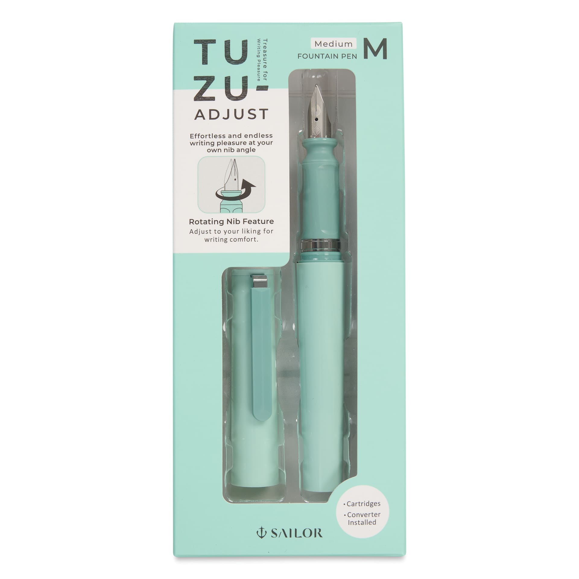 Sailor TUZU Adjust Fountain Pen - Green, Medium, front of packaging