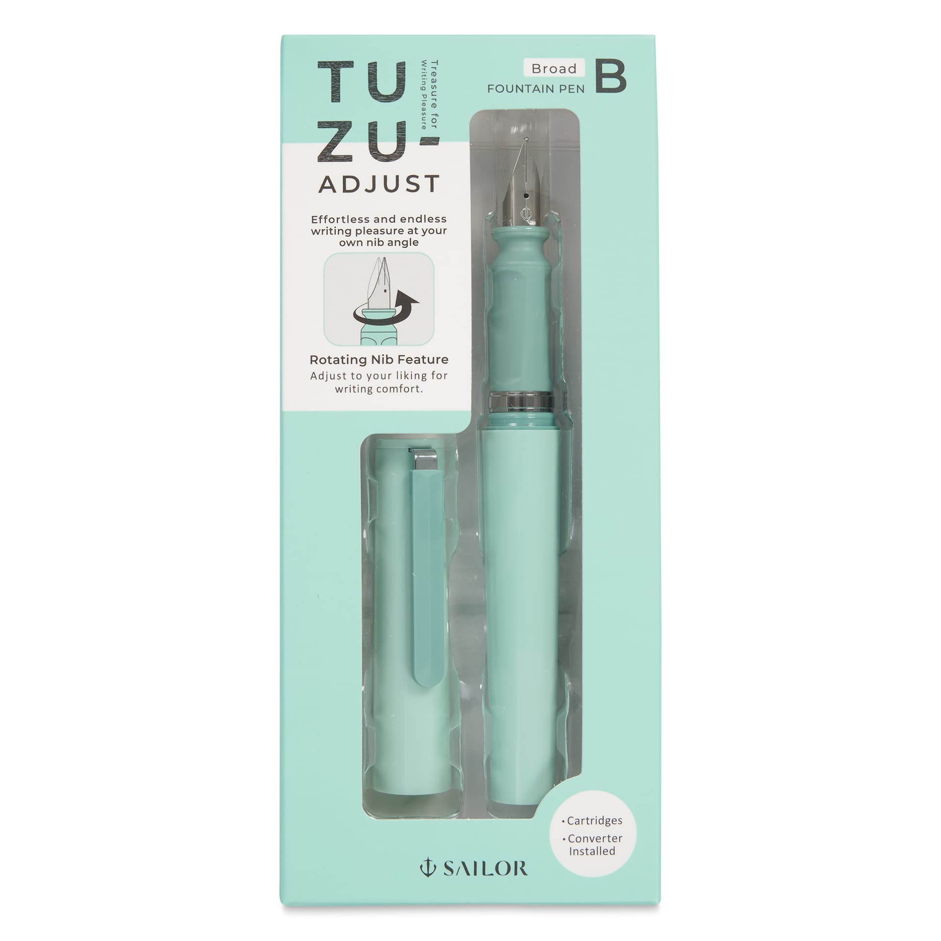 Sailor TUZU Adjust Fountain Pen - Green, Broad, front of packaging
