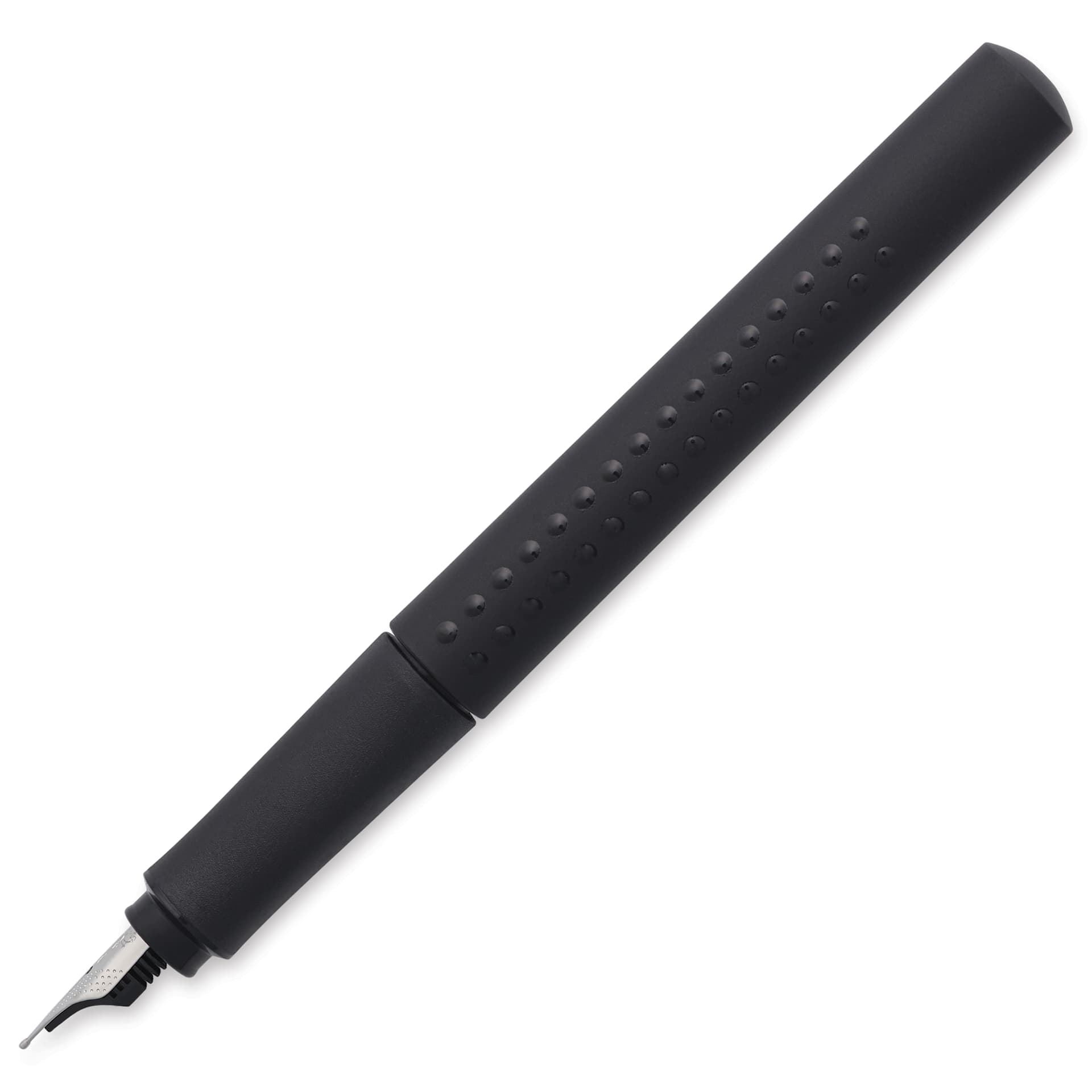Faber-Castell 2011 Grip Fountain Pen - Matte Black, Medium Nib, cap off