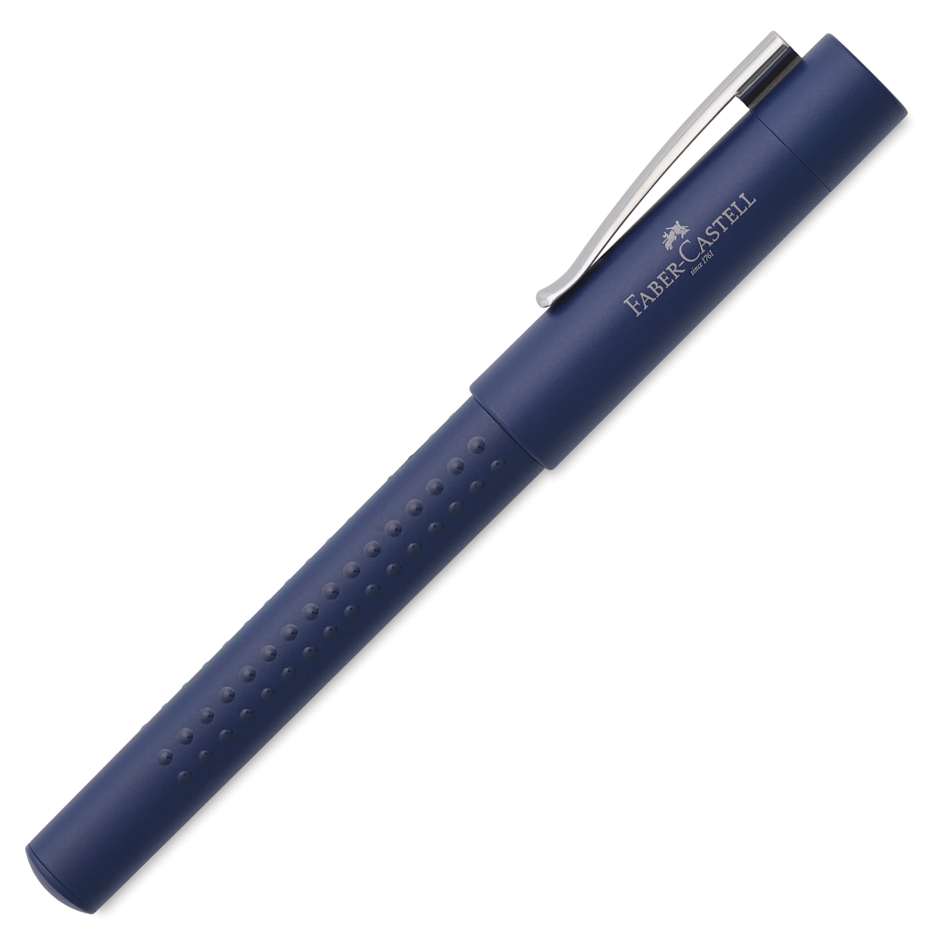 Faber-Castell 2011 Grip Fountain Pen - Classic Blue, Medium Nib, cap on