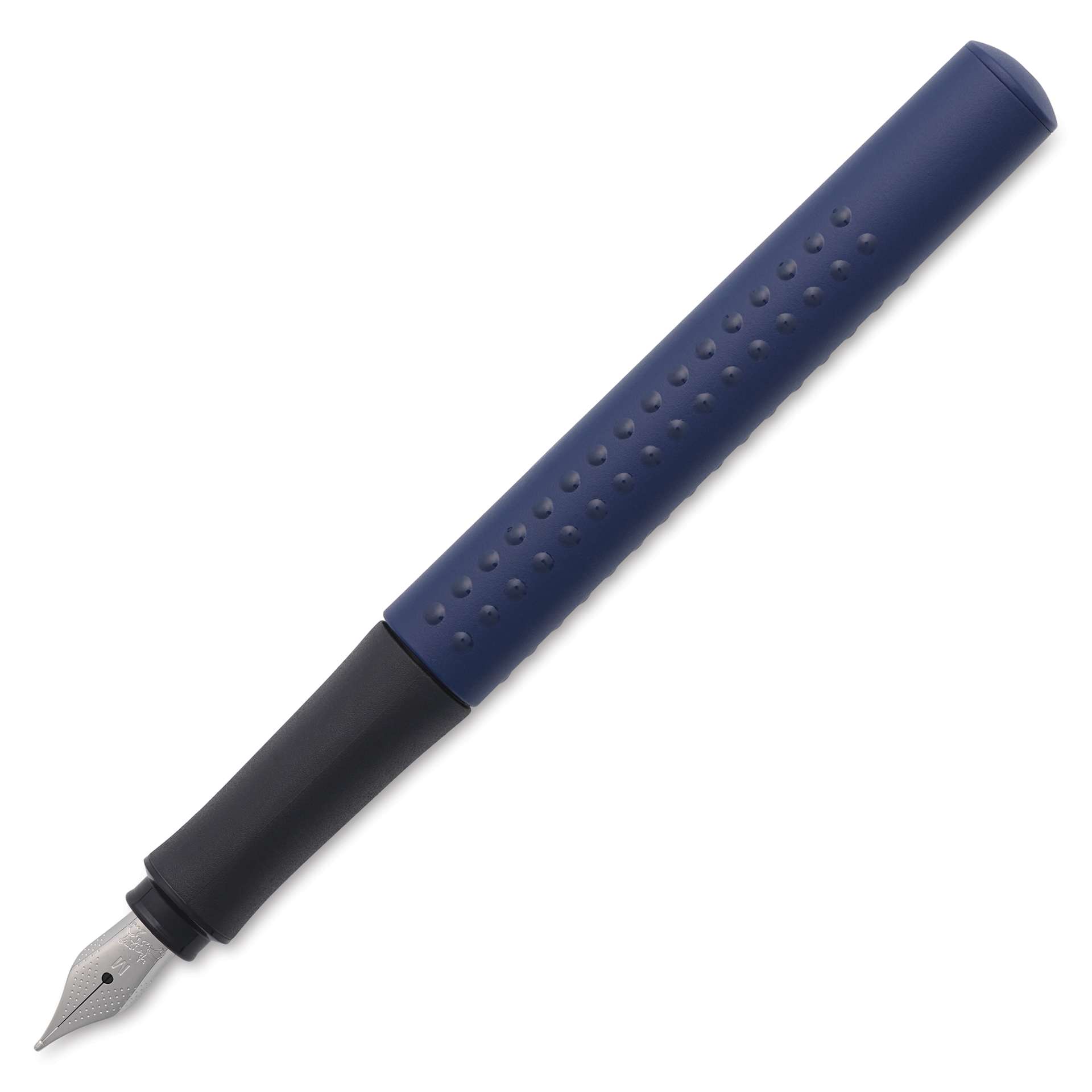 Faber-Castell 2011 Grip Fountain Pen - Classic Blue, Medium Nib, cap off showing nib
