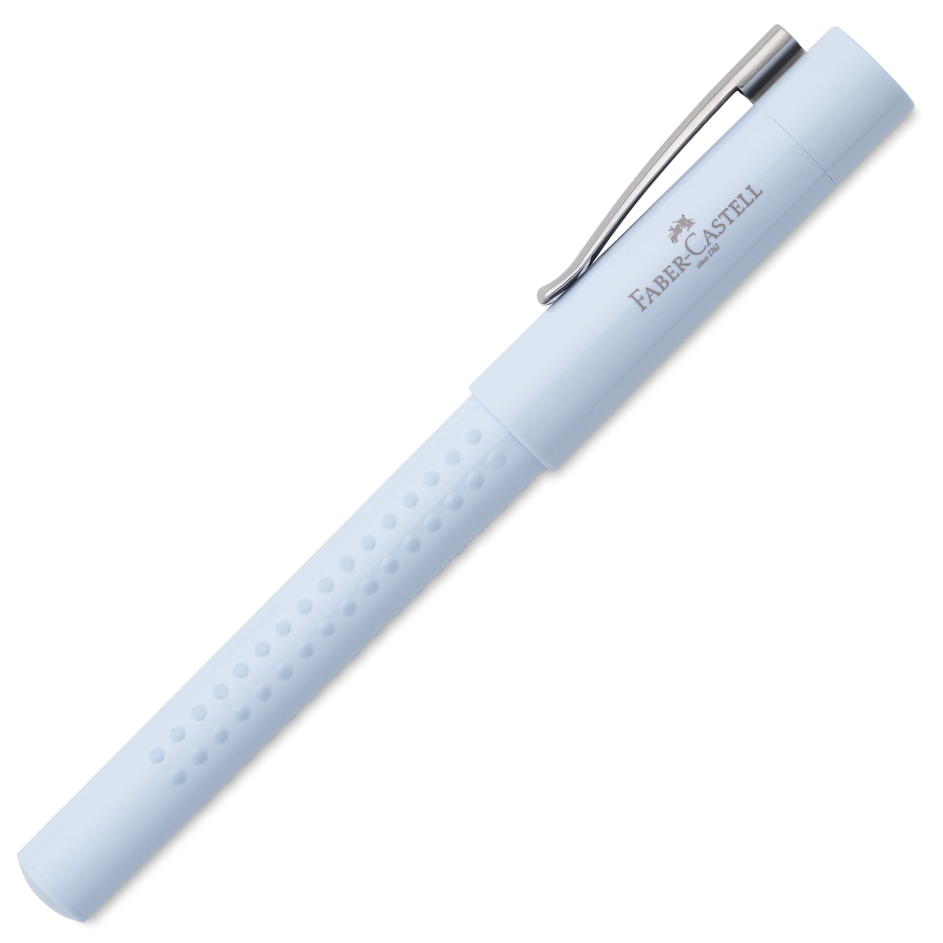 Faber-Castell 2010 Harmony Grip Fountain Pen - Sky Blue, Medium Nib, cap on