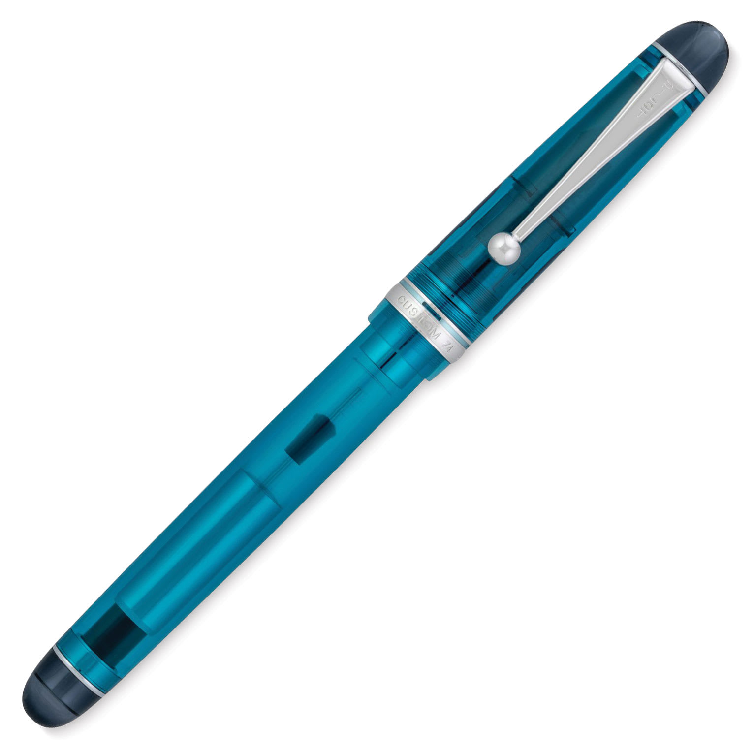 Pilot Custom 74 Fountain Pen - Teal, Fine, cap on