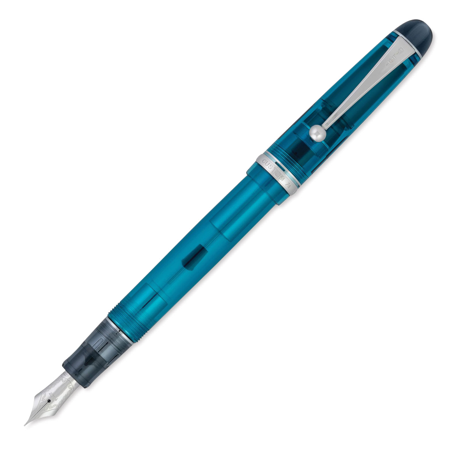 Pilot Custom 74 Fountain Pen - Teal, Fine, cap off