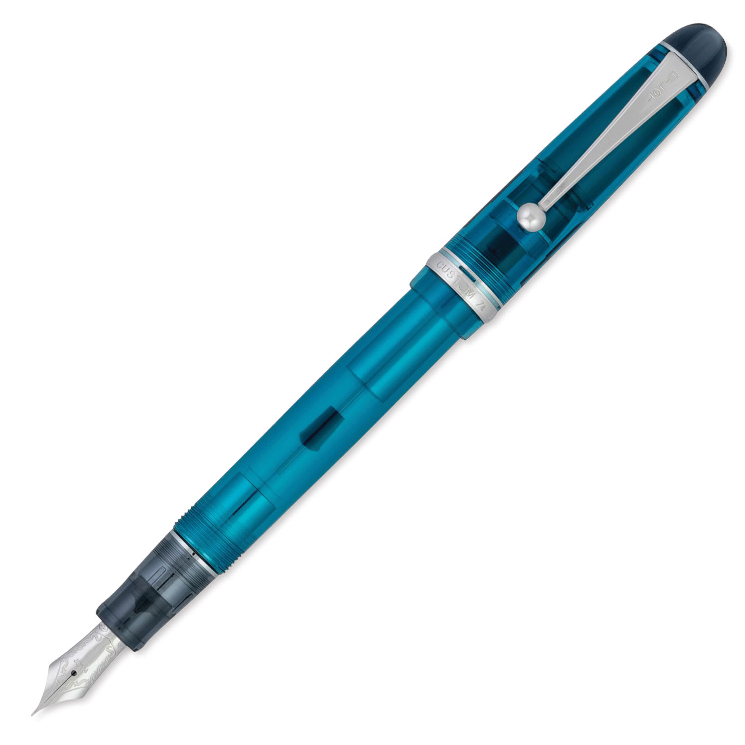Pilot Custom 74 Fountain Pen - Teal, Medium, cap off