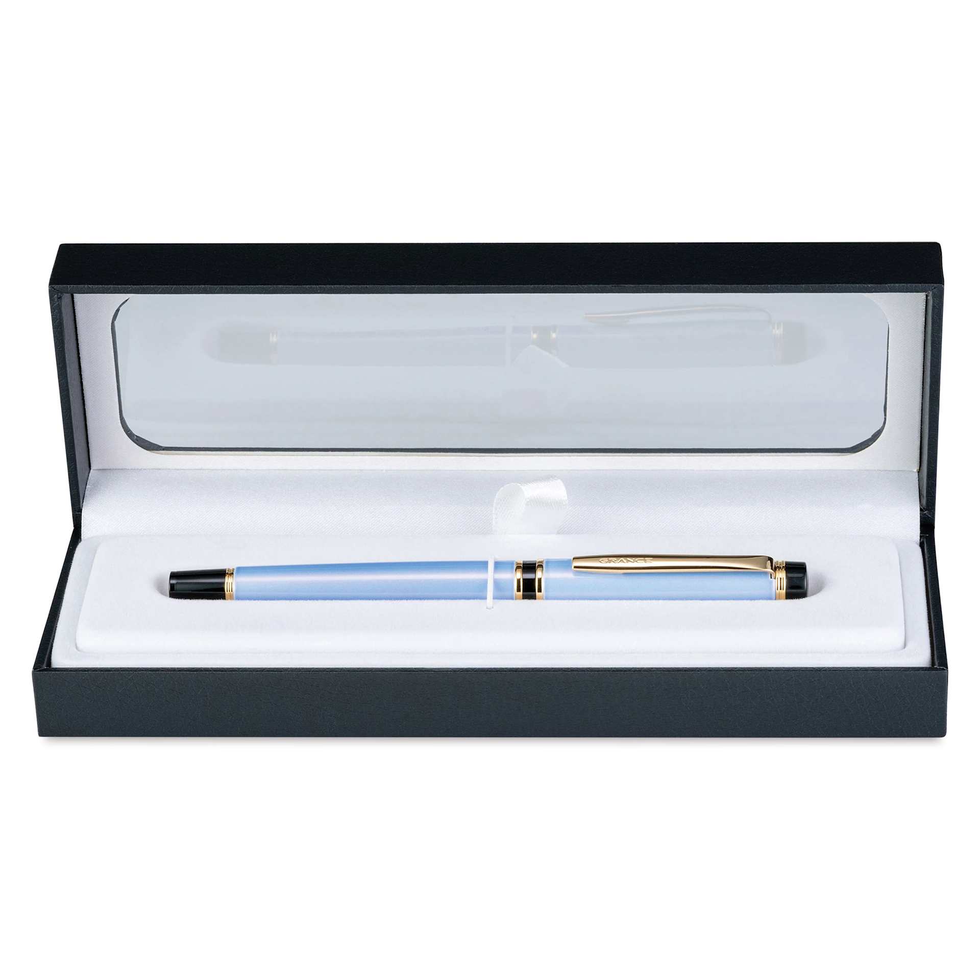 Pilot Grance Fountain Pen - Light Blue, inside of the carrying case