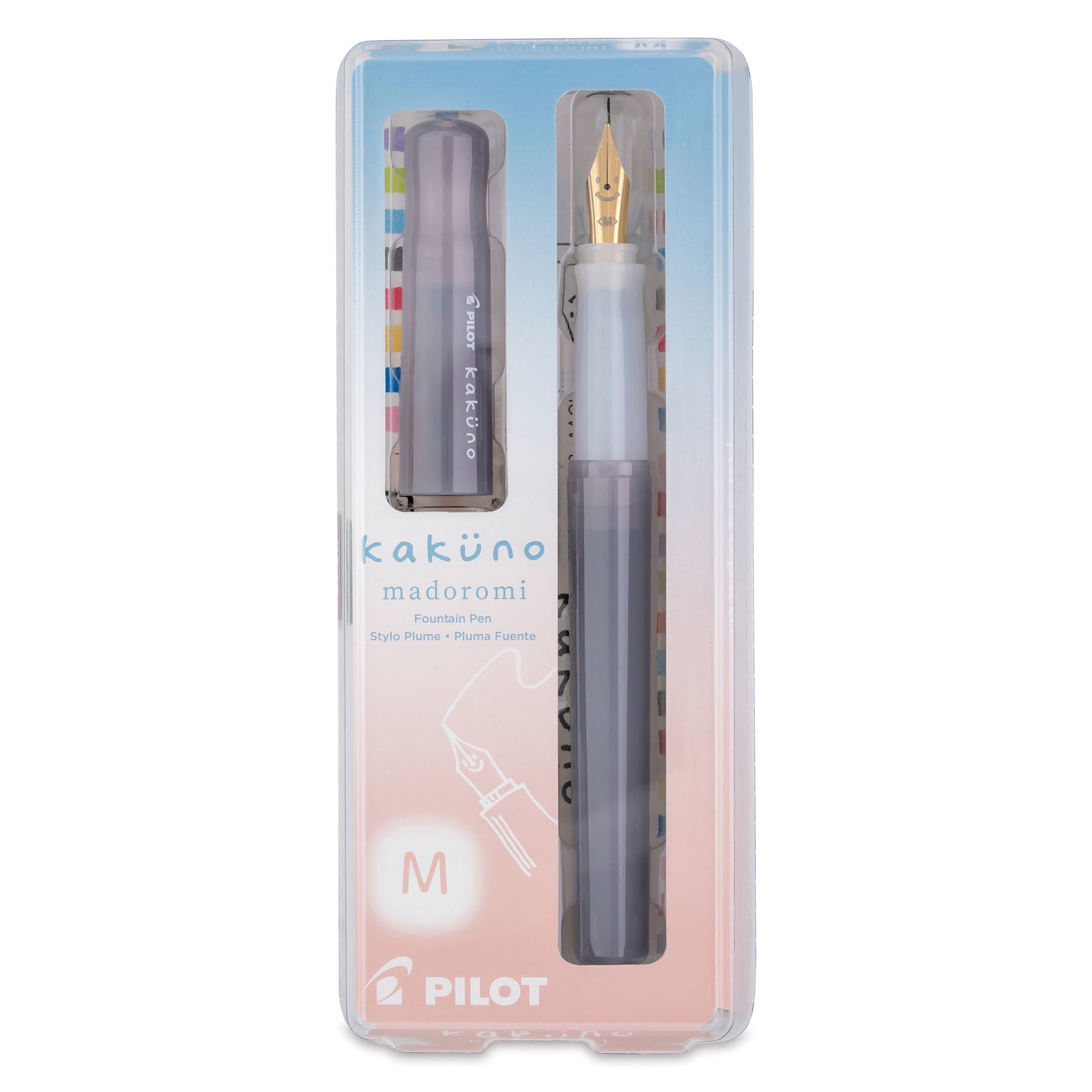 Pilot Kakuno Madoromi Fountain Pen - Nimbus Gray, Medium Nib, front of packaging