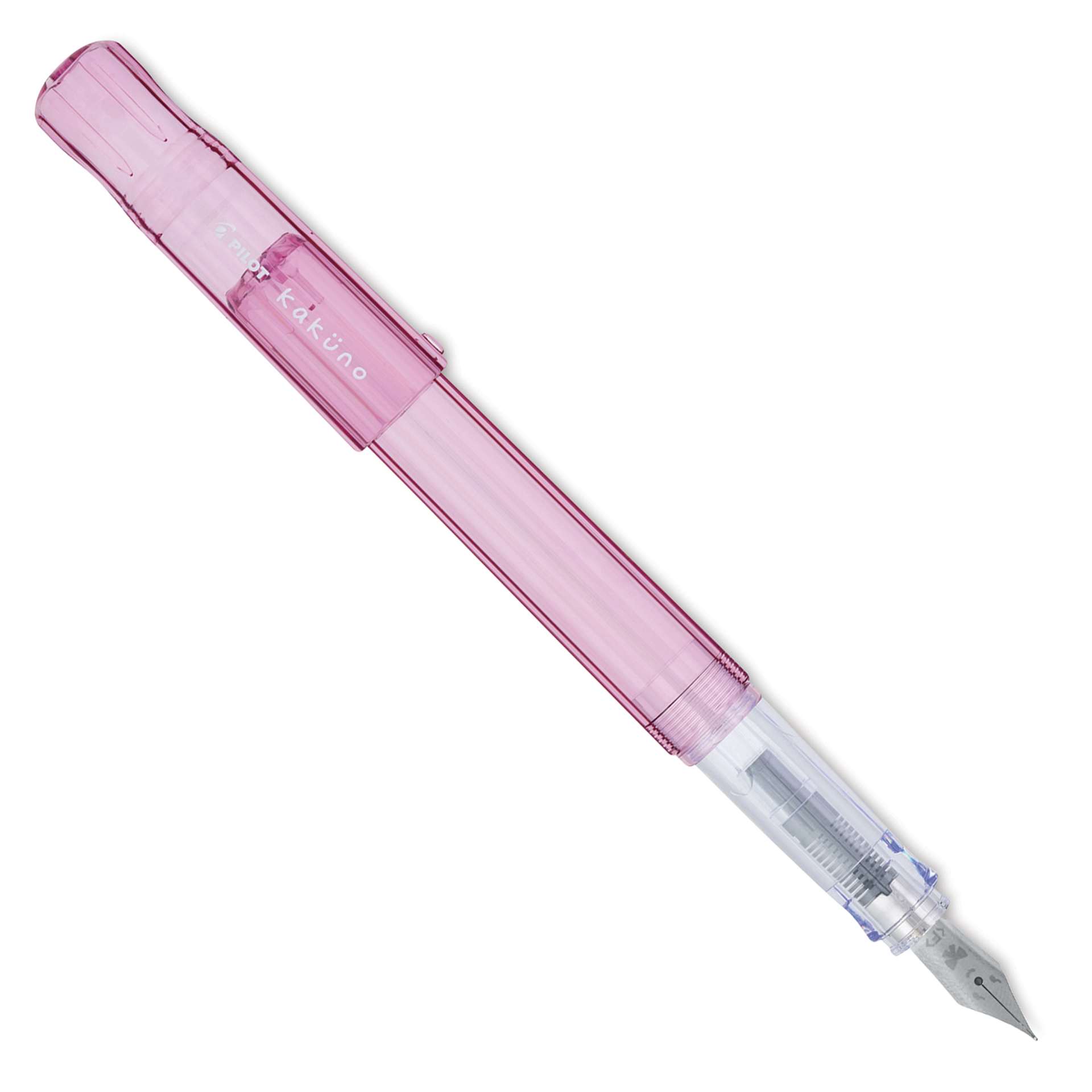 Pilot Kakuno Fountain Pen - Pink, Fine Nib, cap off