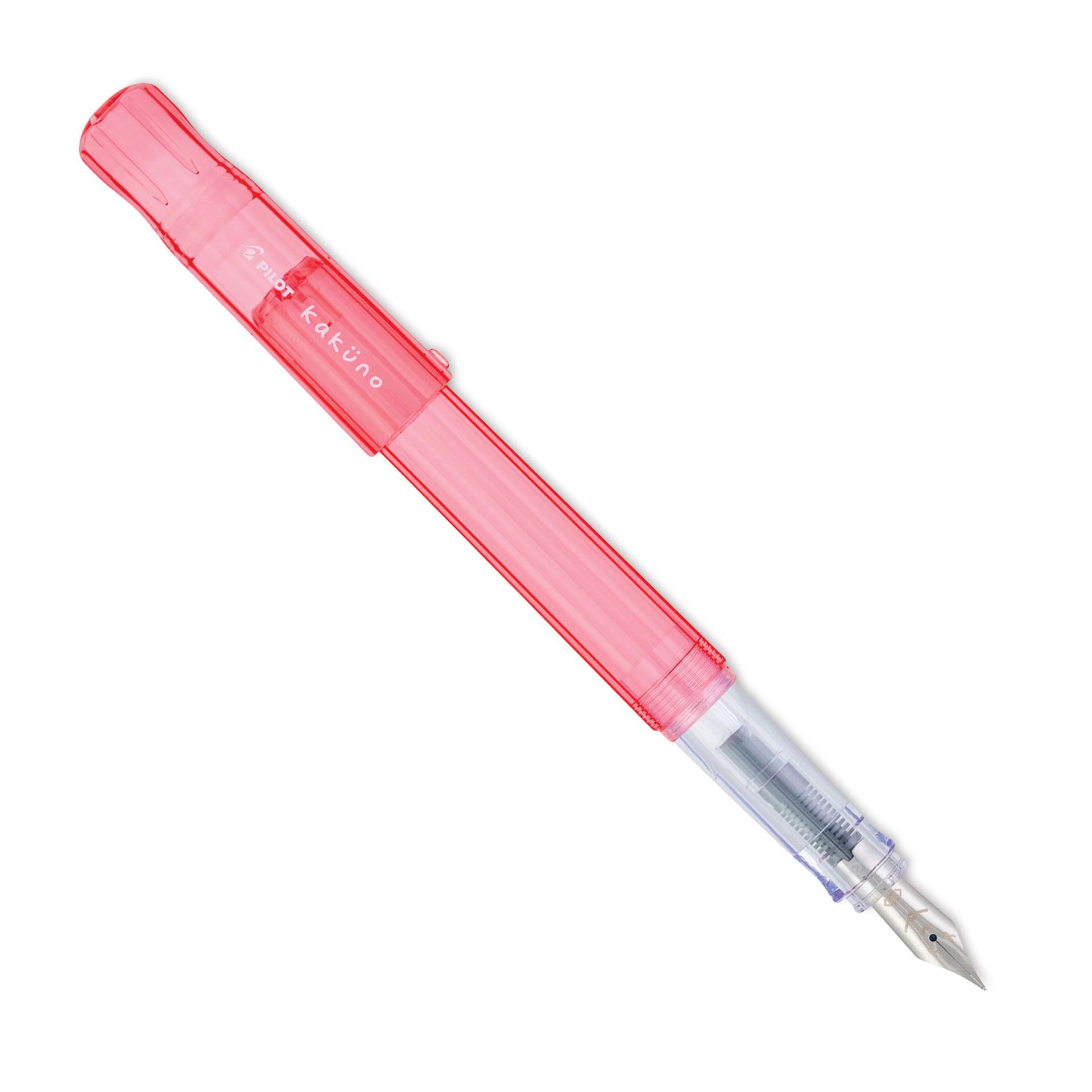 Pilot Kakuno Fountain Pen - Coral, Medium Nib, cap off