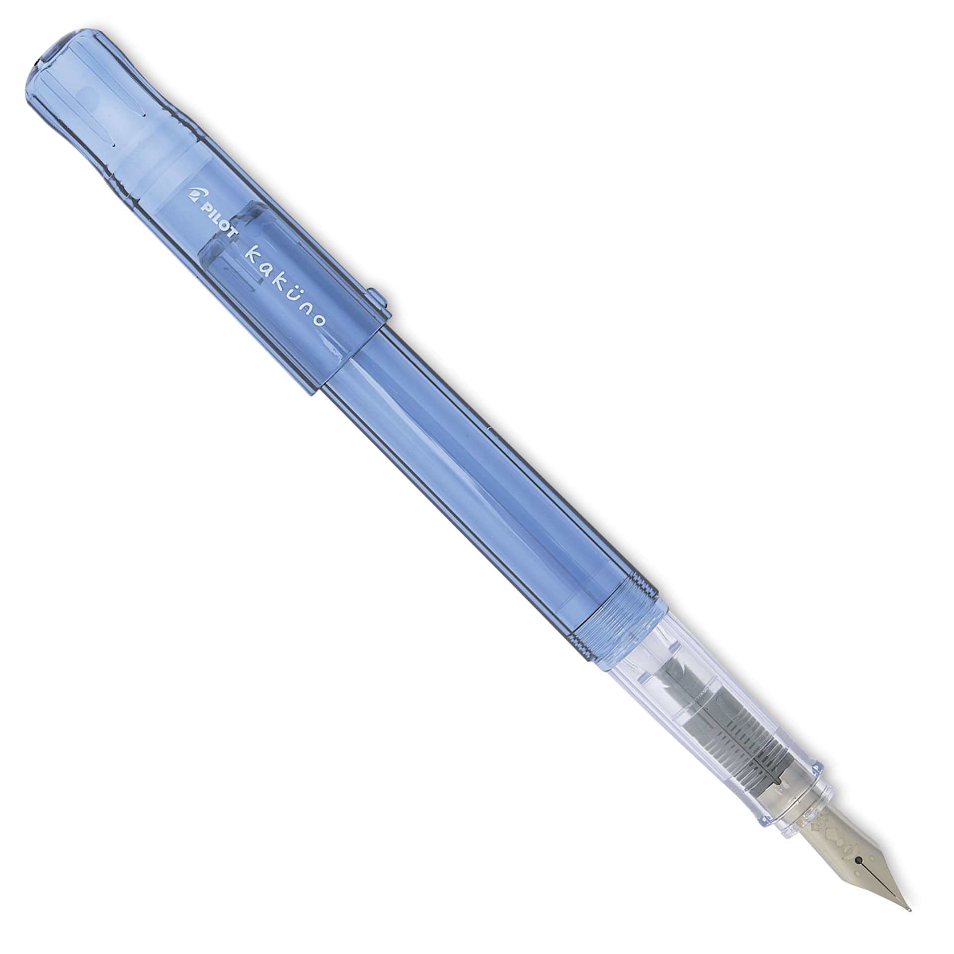 Pilot Kakuno Fountain Pen - Blue, Fine Nib, cap off