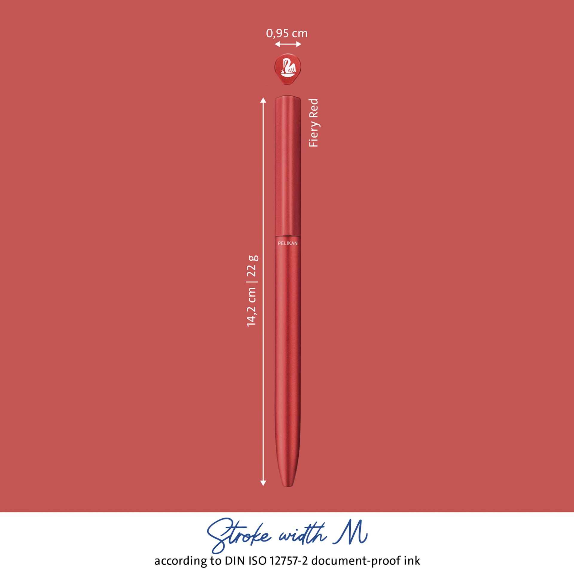Pelikan Ineo Ballpoint Pen - Fiery Red with a red background