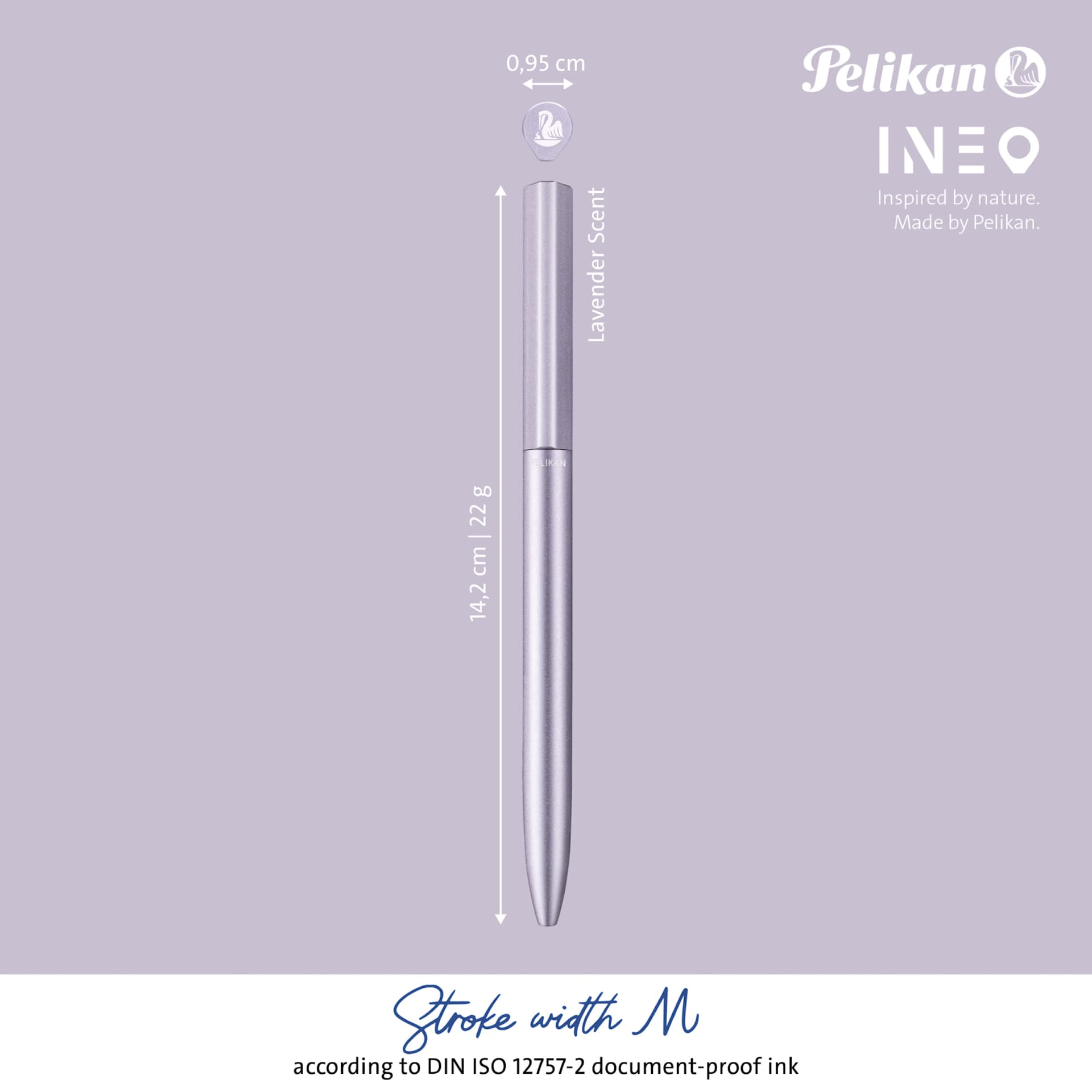 Pelikan Ineo Ballpoint Pen - Lavender Scent with dimension