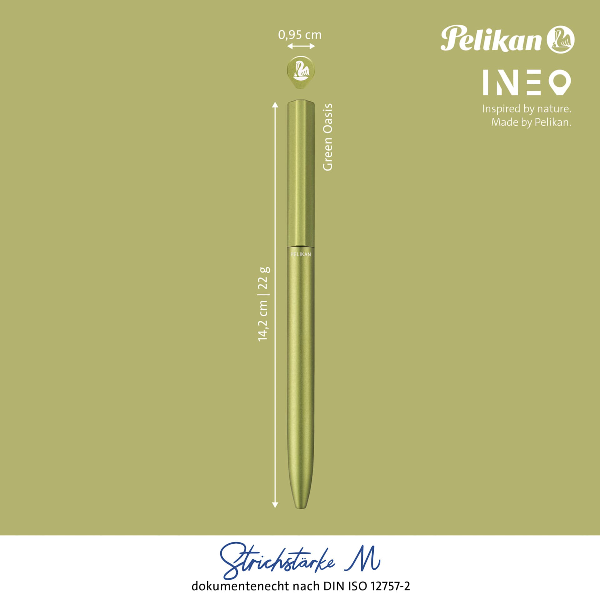 Pelikan Ineo Ballpoint Pen - Green Oasis with dimension