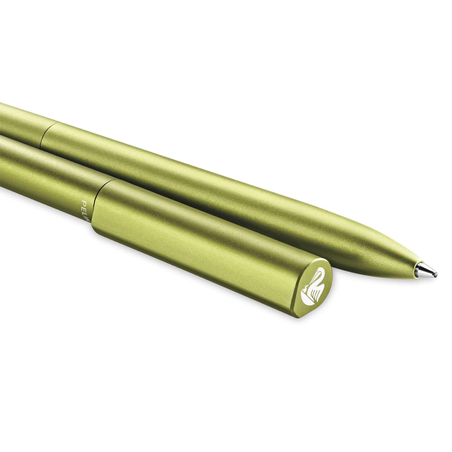 Pelikan Ineo Ballpoint Pen - Green Oasis showing both ends of the pen