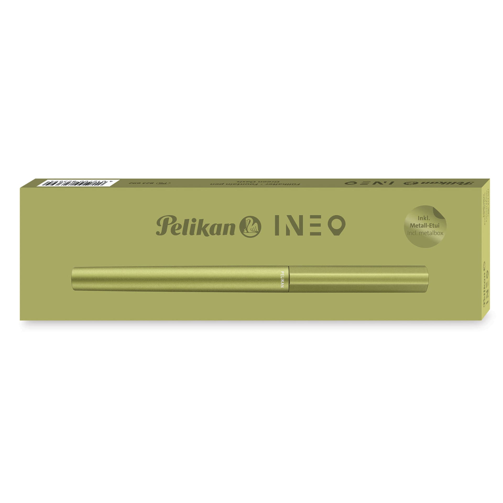 Pelikan Ineo Fountain Pen - Green Oasis front of case