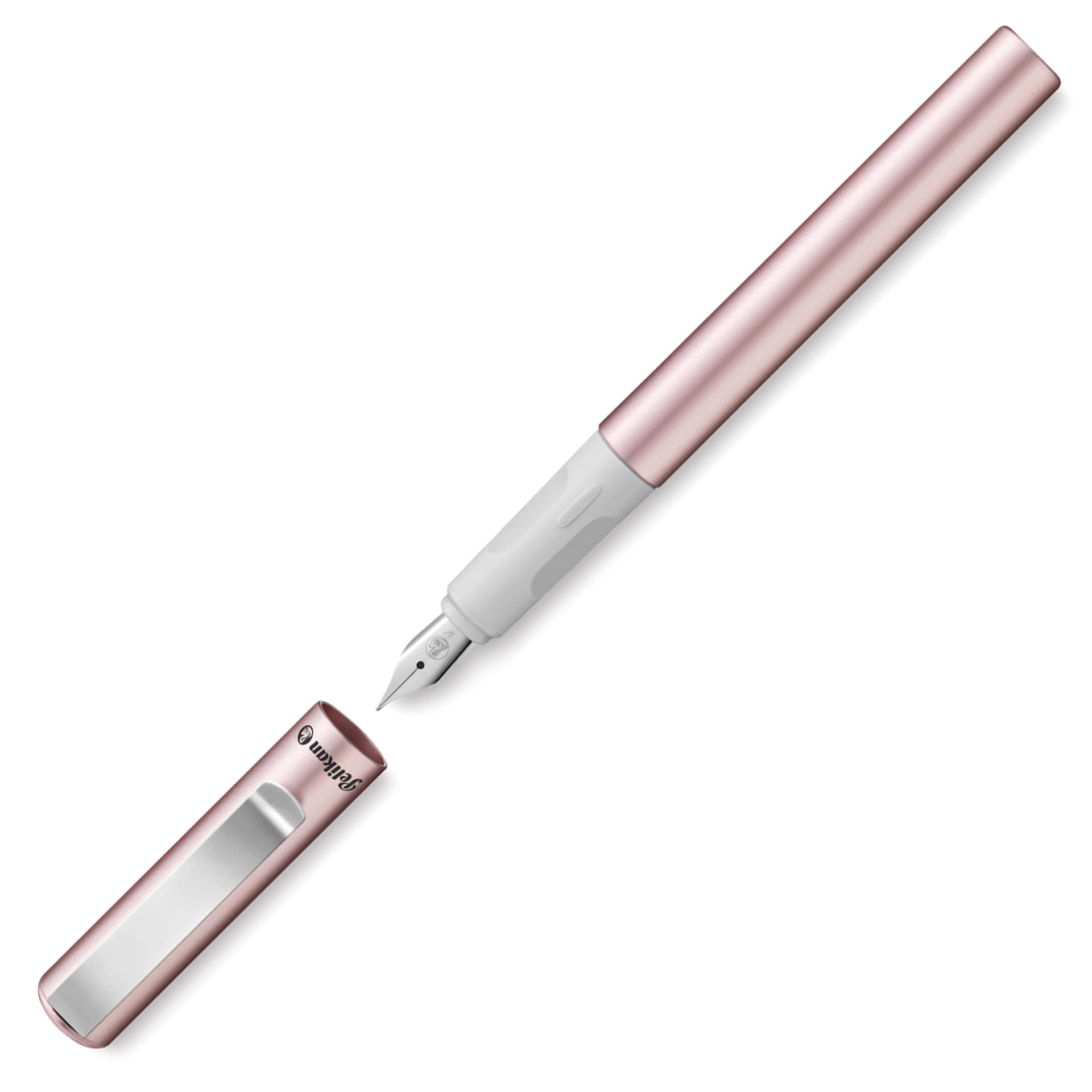 Pelikan Pina Colada Fountain Pen - Rose Metallic, Medium Nib, uncapped