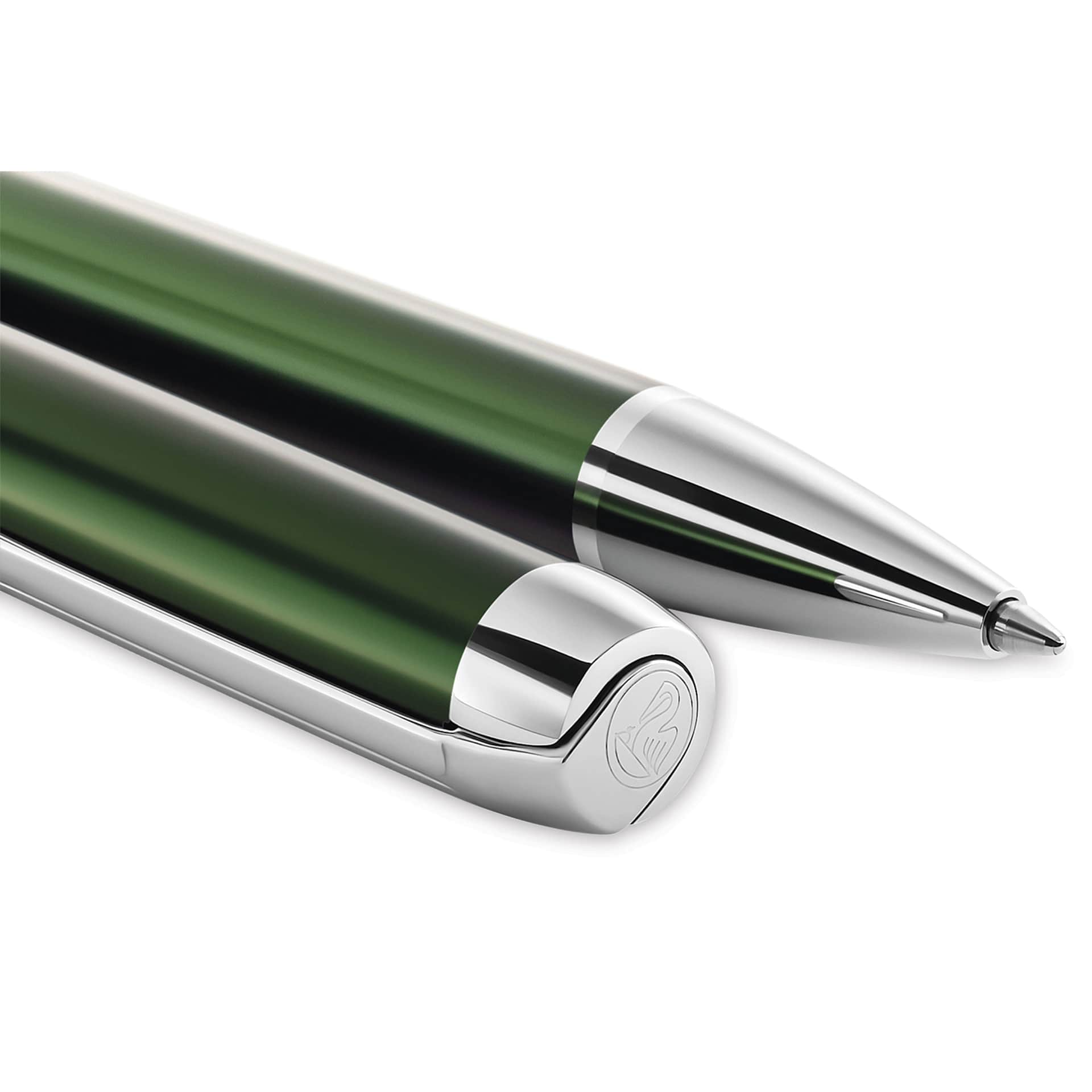 Pelikan Pura Ballpoint Pen - Deep Green both ends of the pen