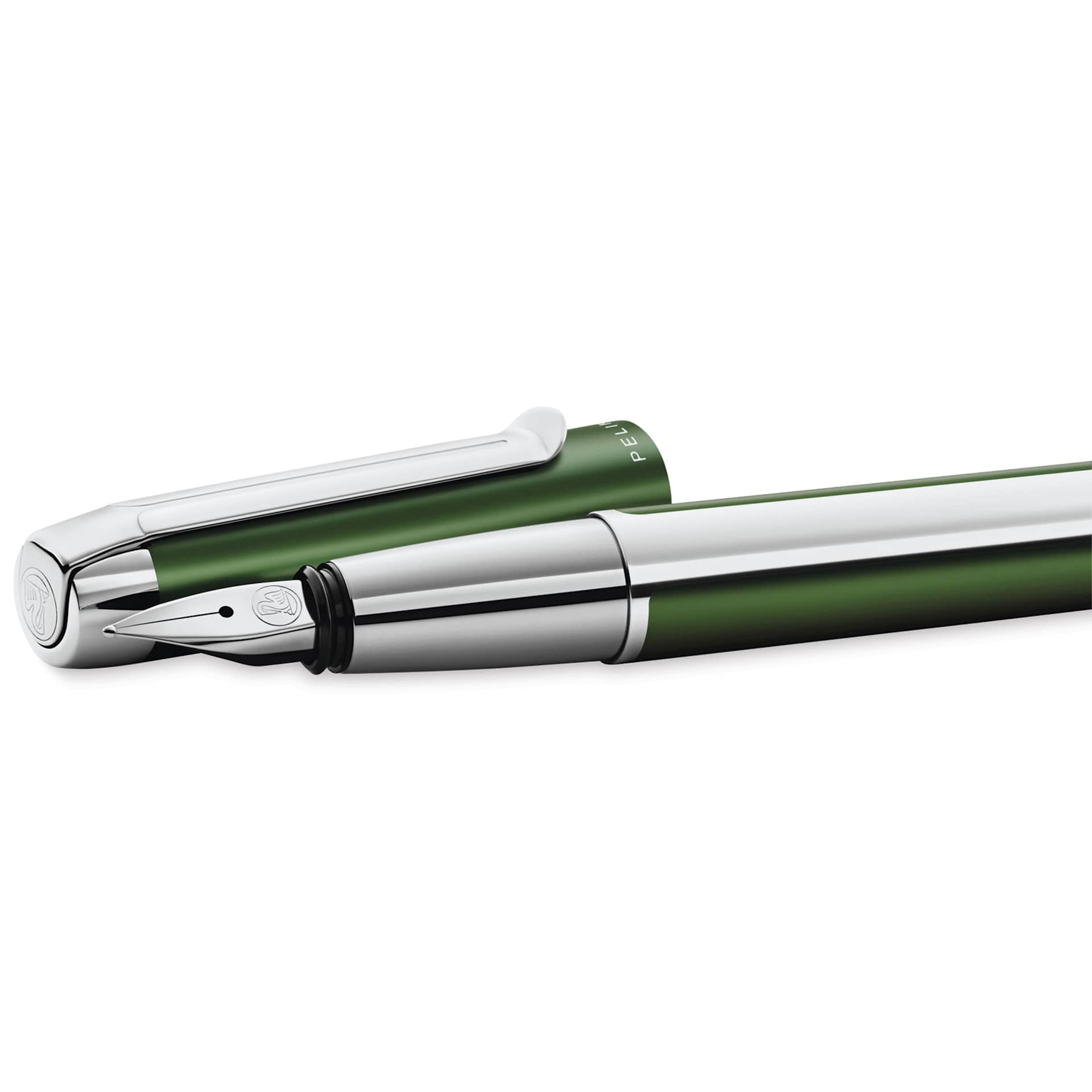 Pelikan Pura Fountain Pen - Deep Green, with cap off