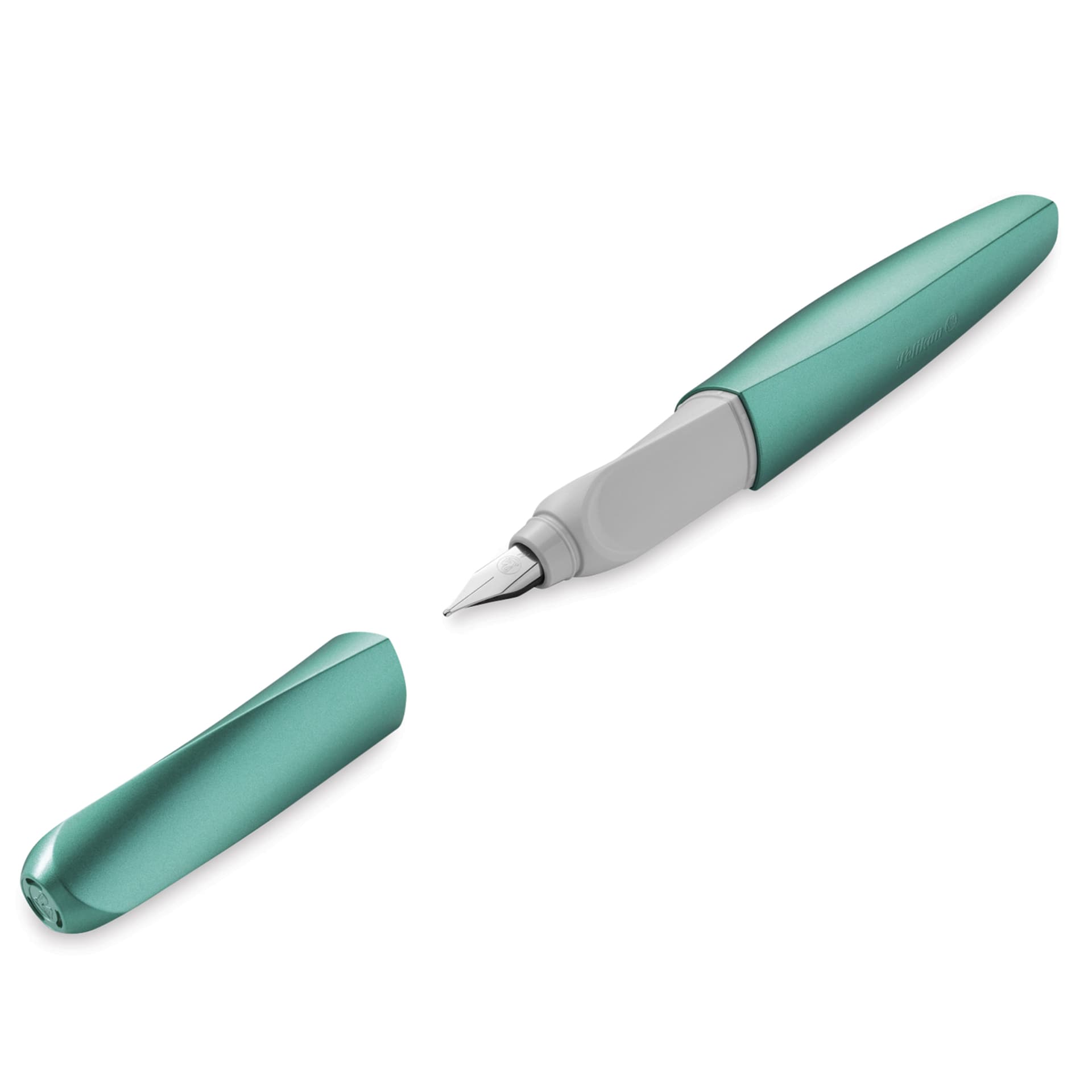 Pelikan Twist Fountain Pen - Cold Alaska, Medium Tip, pen with cap off
