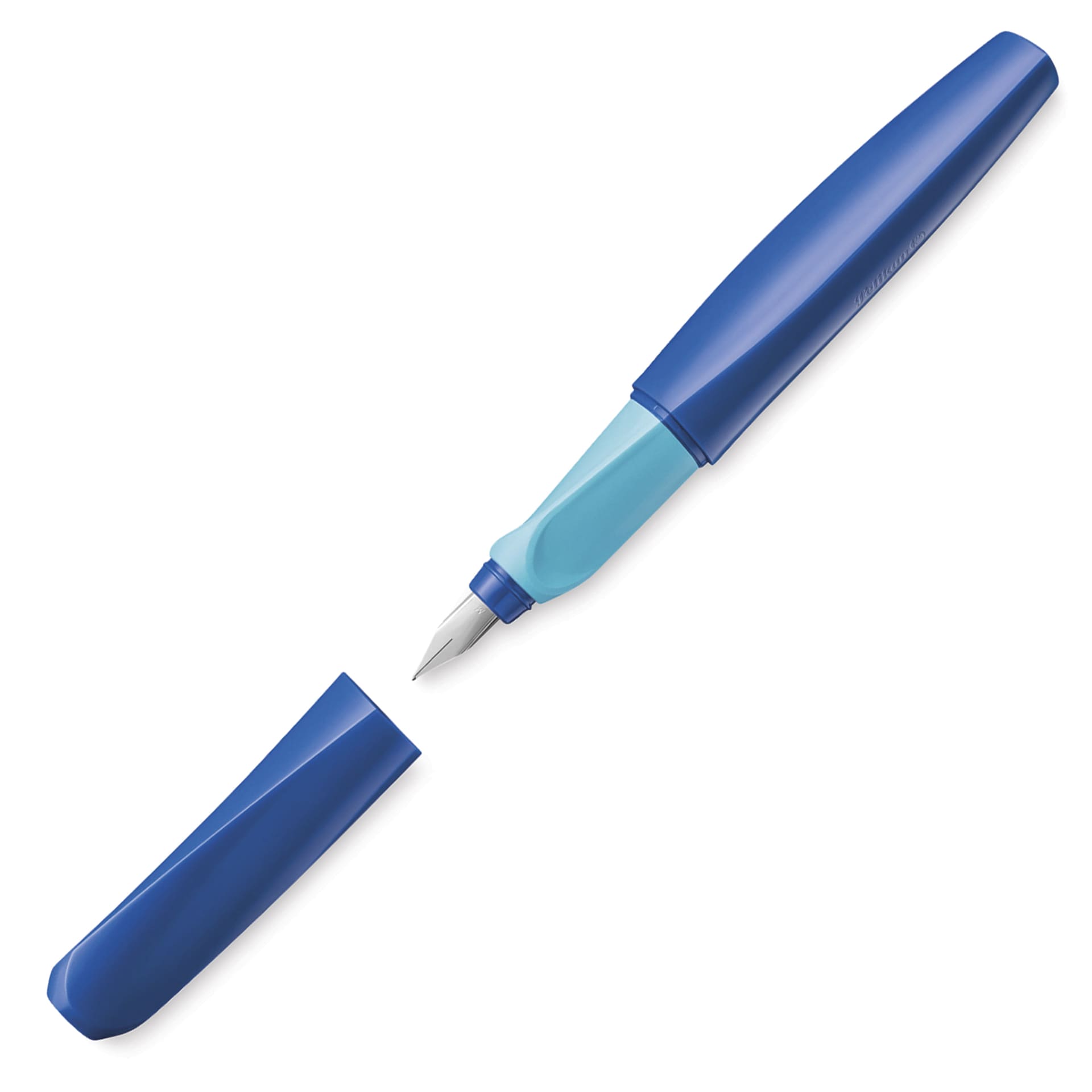 Pelikan Twist Fountain Pen - Deep Blue, Medium Tip, pen and cap