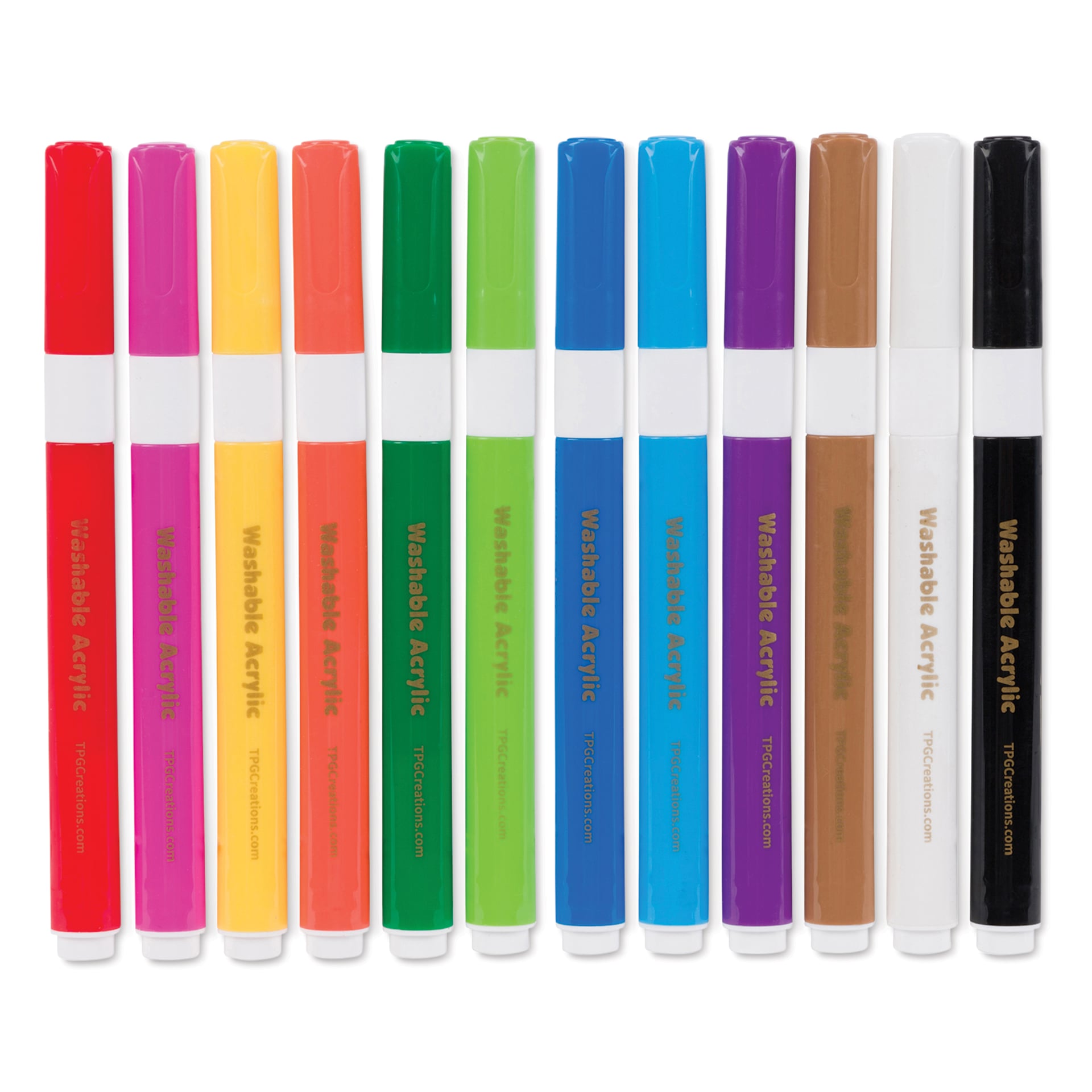 Magic Stix Washable Acrylic Markers - Assorted Color, Set of 12, cap off