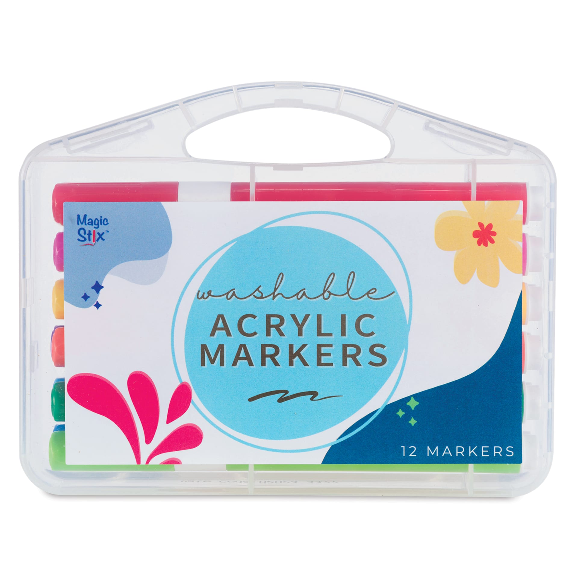 Magic Stix Washable Acrylic Markers - Assorted Color, Set of 12, front of packaging