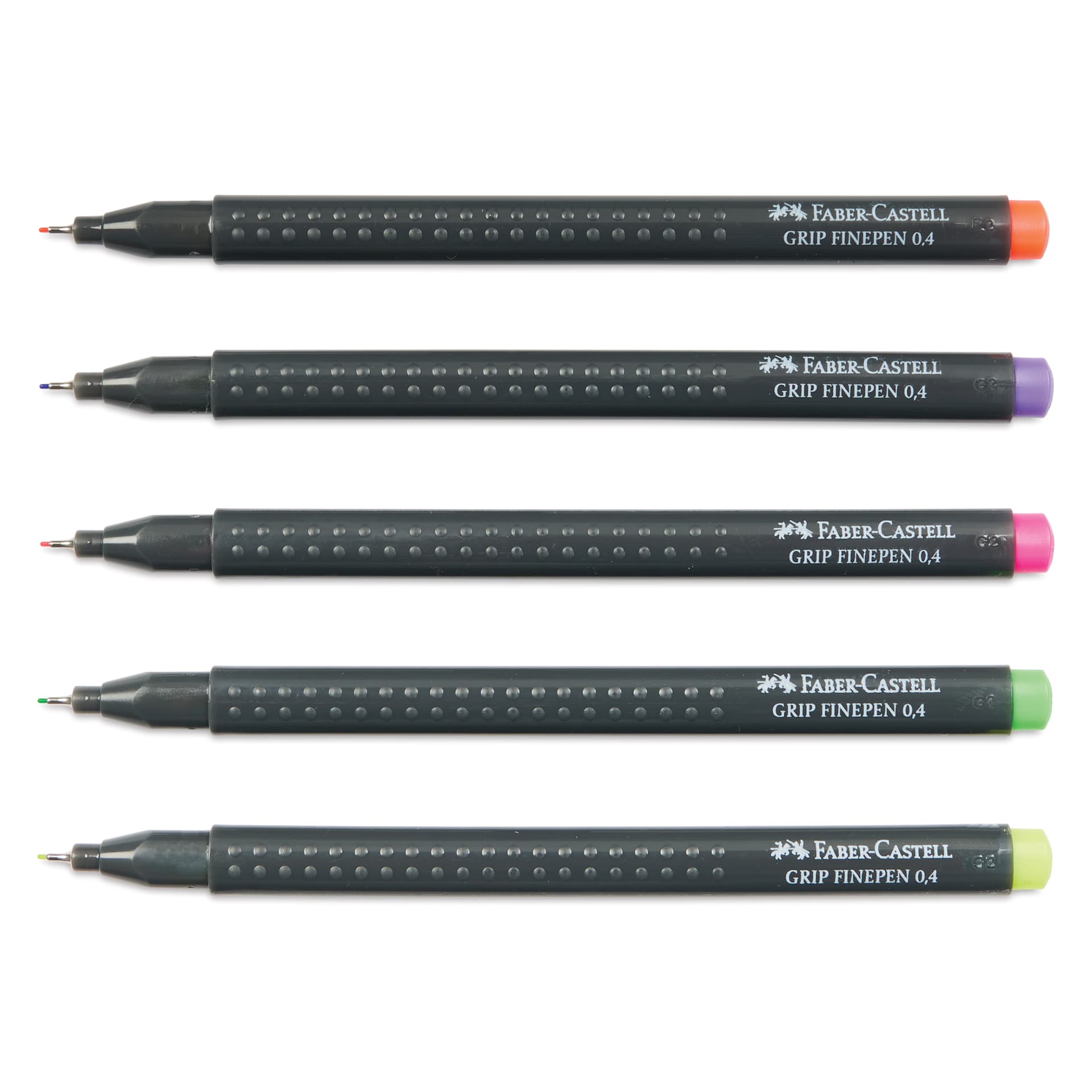 Faber-Castell Black Edition Grip Fineliners - Neon Colors, Set of 5, caps off