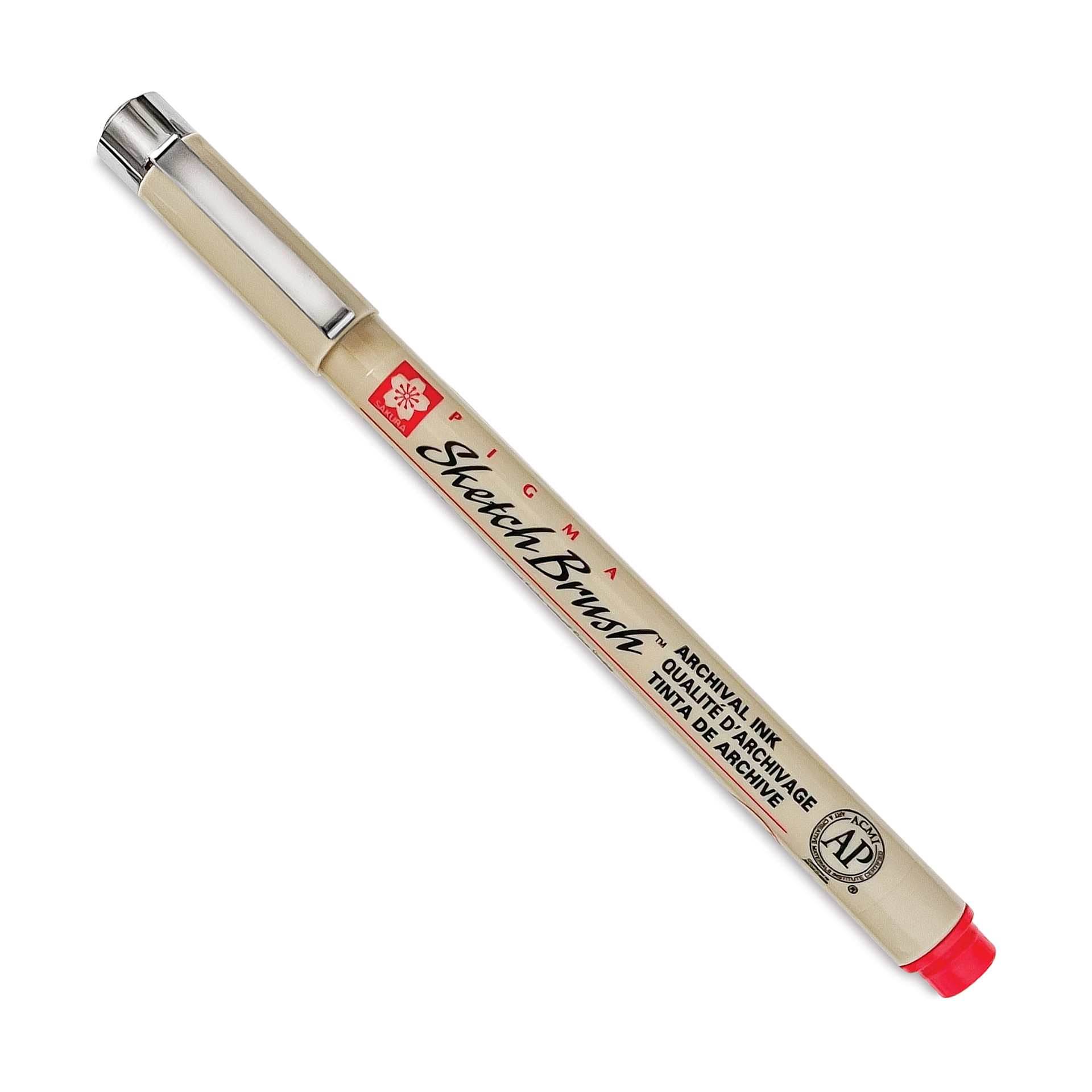 Sakura Pigma Sketch Brush Pen - Red, cap on