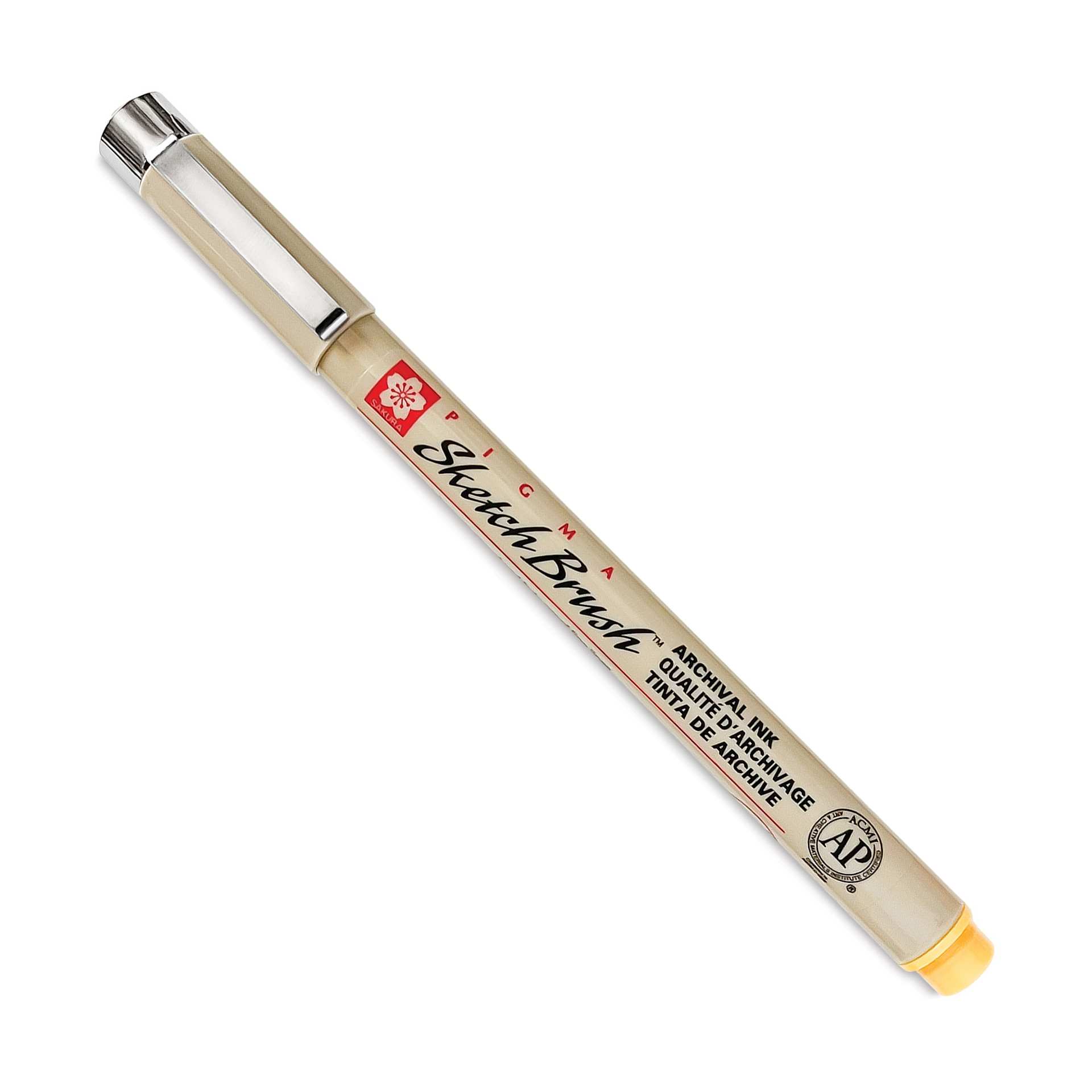 Sakura Pigma Sketch Brush Pen - Yellow, cap on