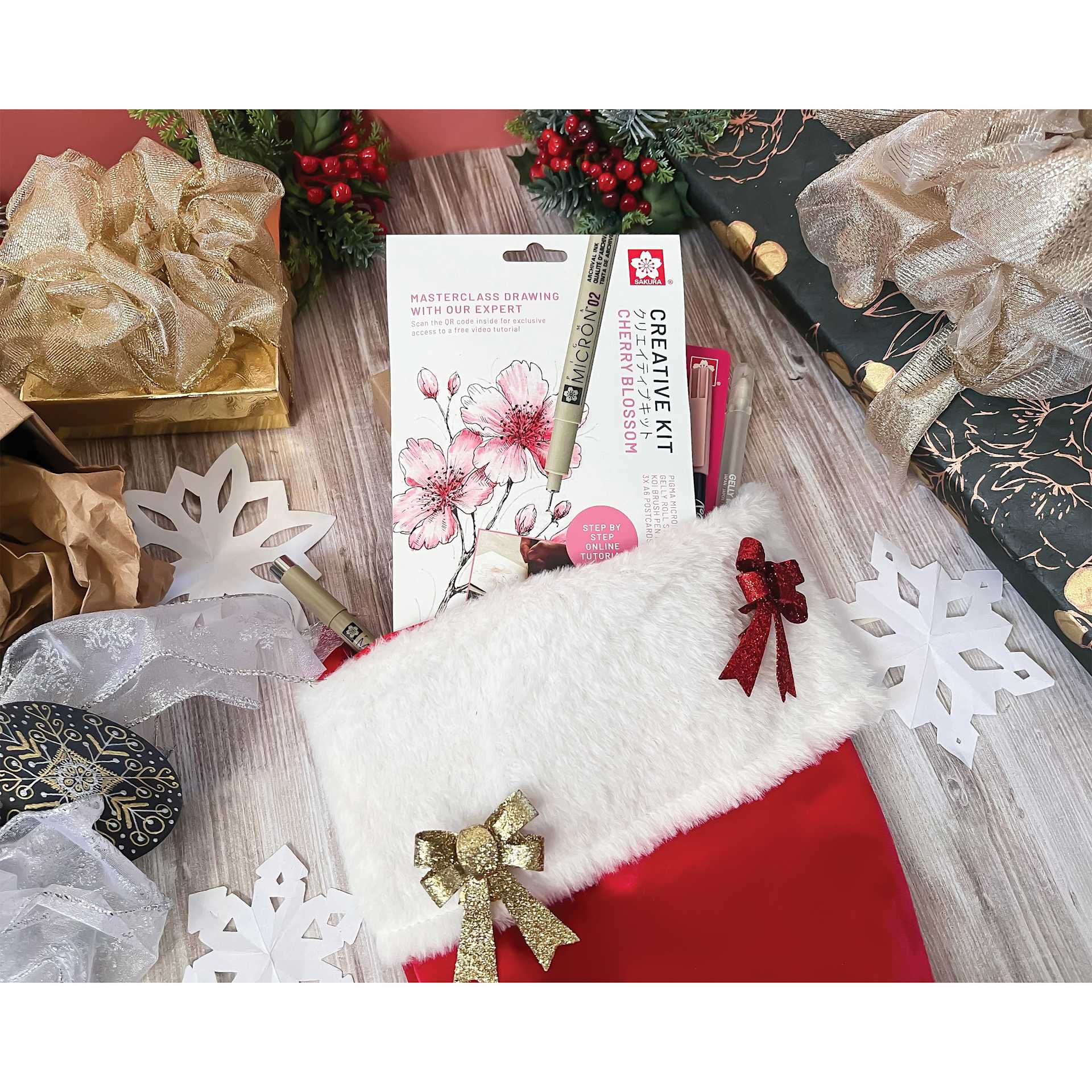 Sakura Creative Kit - Cherry Blossom, packaging shwon inserted as stocking stuffer (not included)