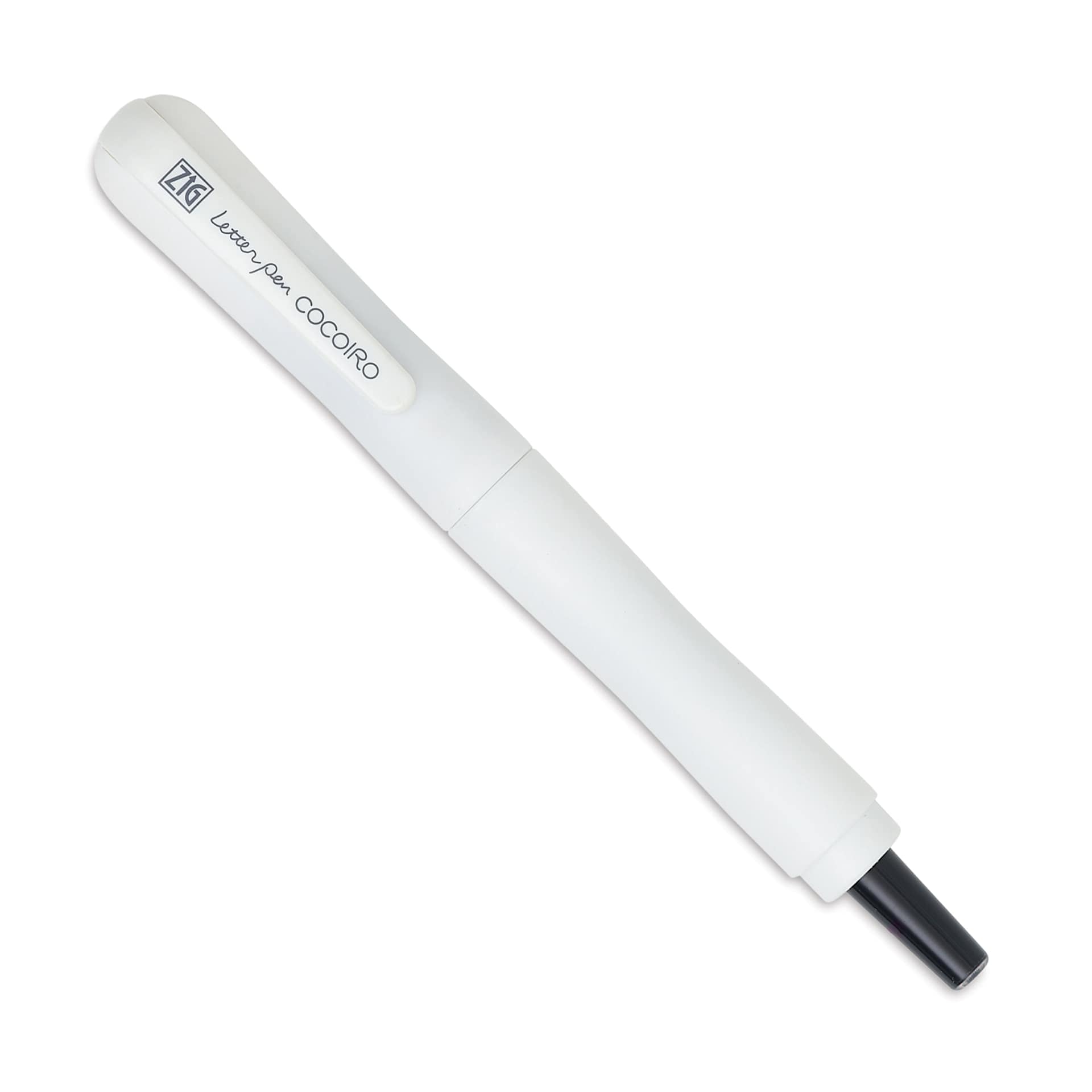 Kuretake Zig Cocoiro Letter Pen - White, Extra Fine Brush Nib, nib removed to show ink cartridge