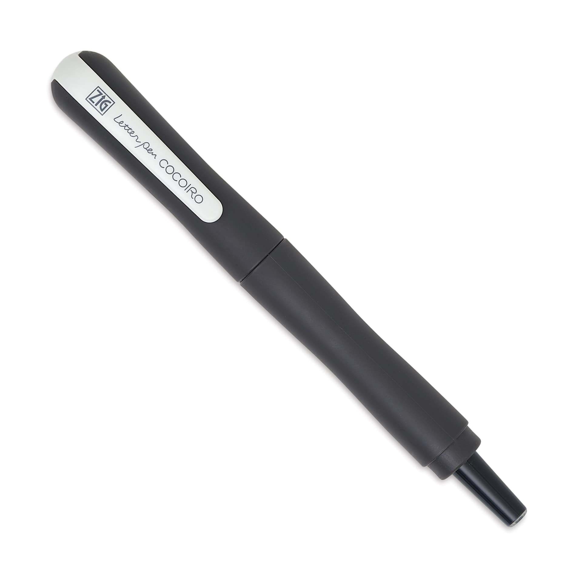 Kuretake Zig Cocoiro Letter Pen - Black, Extra Fine Brush Nib, nib removed to show ink cartridge