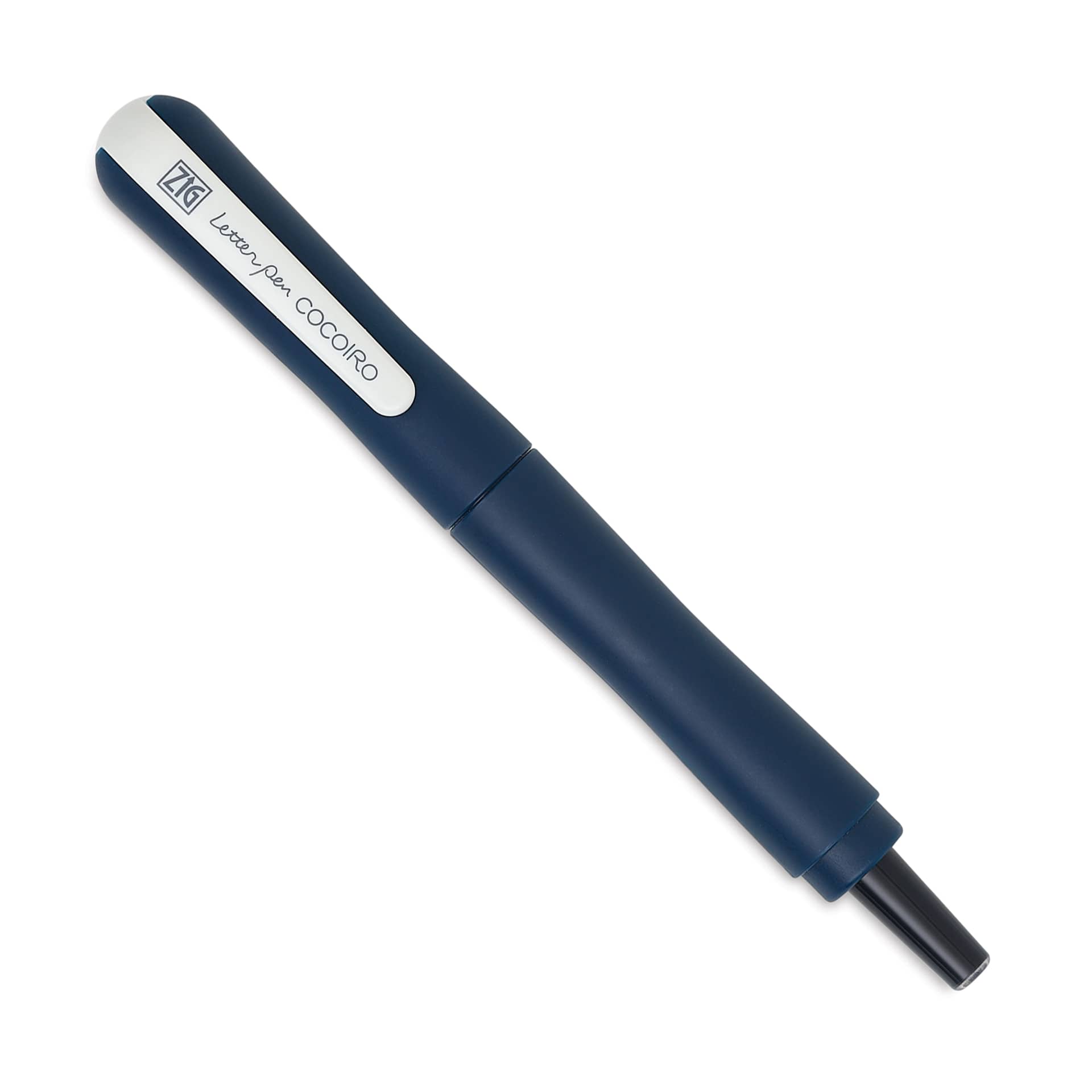 Kuretake Zig Cocoiro Letter Pen - Deep Blue, Extra Fine Brush Nib, nib removed to show ink cartridge