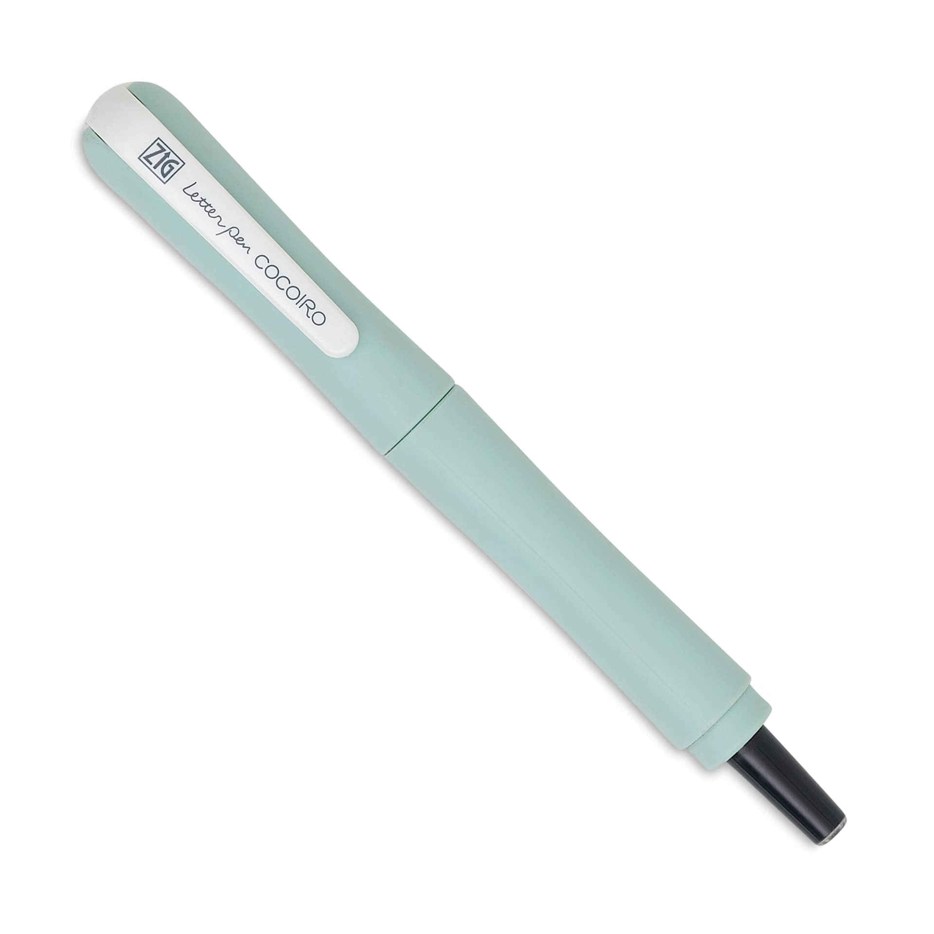 Kuretake Zig Cocoiro Letter Pen - Haze Blue, Extra Fine Brush Nib, nib removed to show ink cartridge