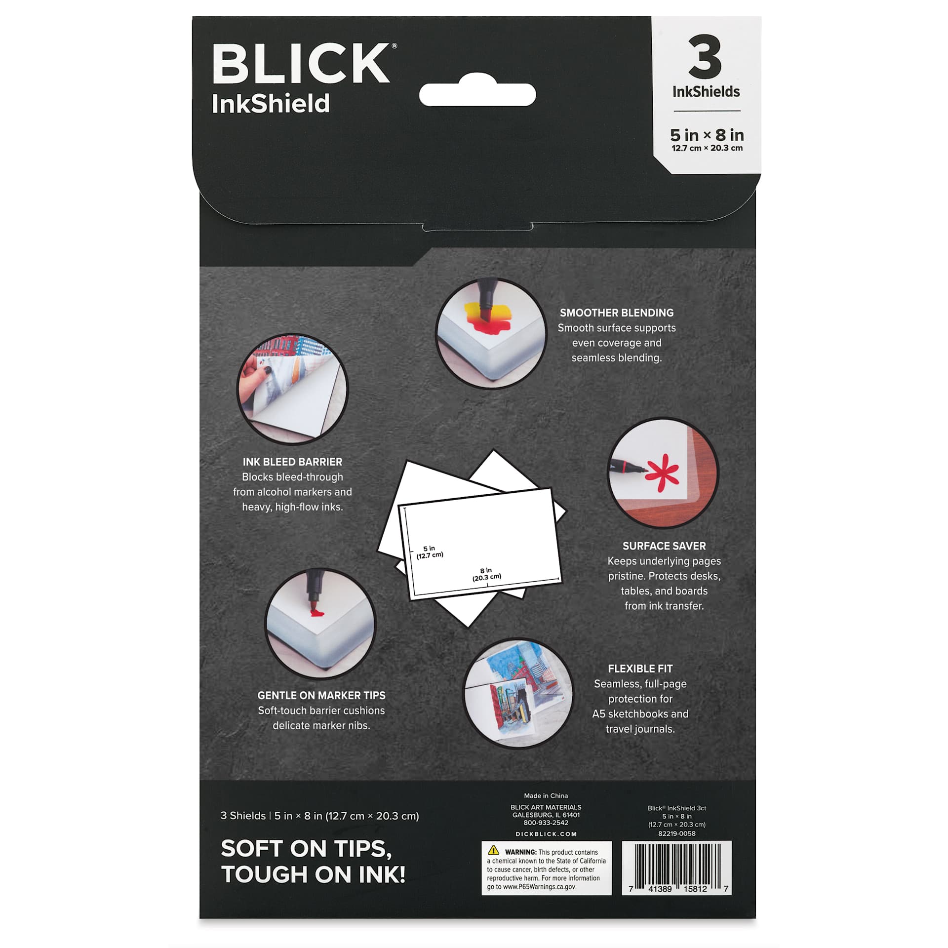 Blick InkShield - 5" x 8", Pkg of 3, back of package
