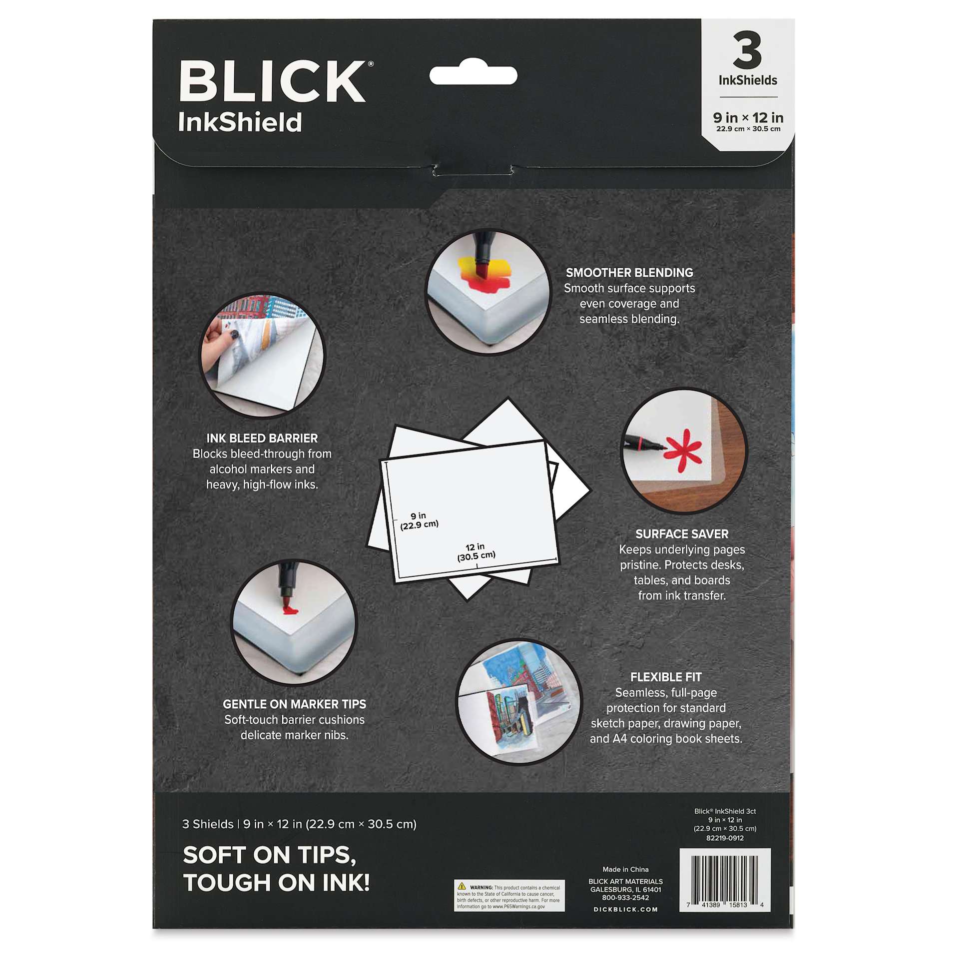 Blick InkShield - 9" x 12", Pkg of 3, back of package