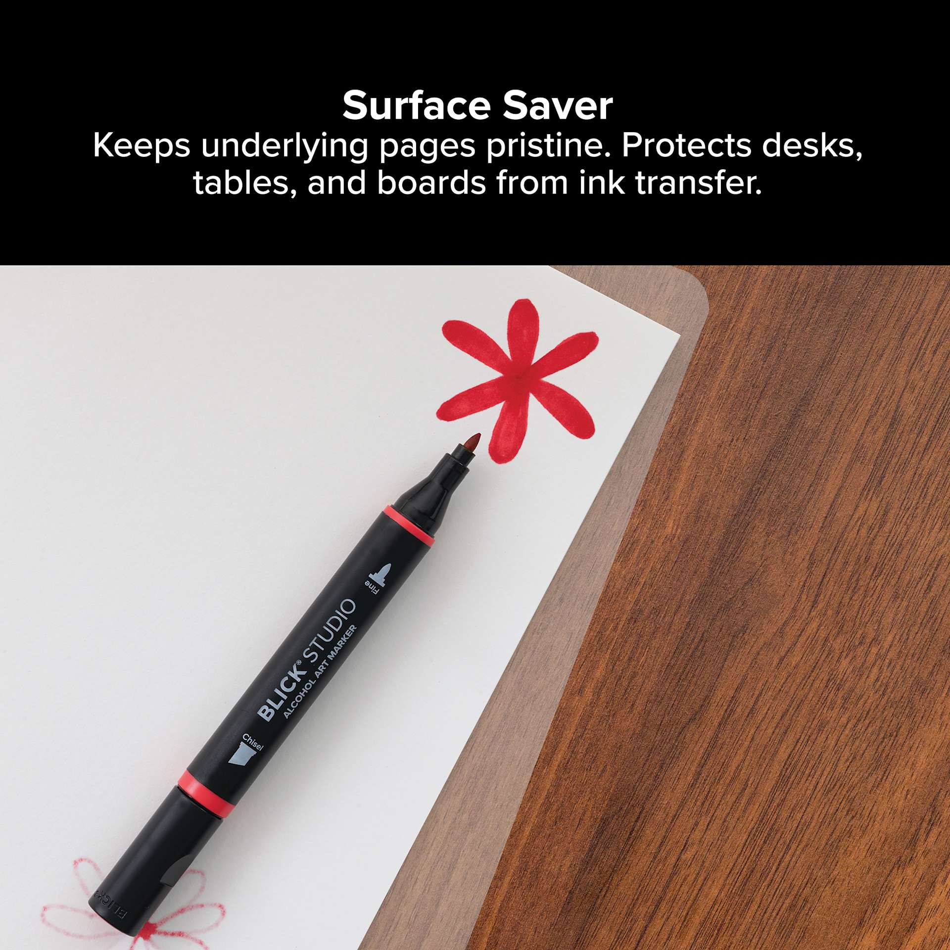 Blick InkShield Surface Saver. Keep underlying pages pristine. Protects desks, tables and boards from ink transfer.