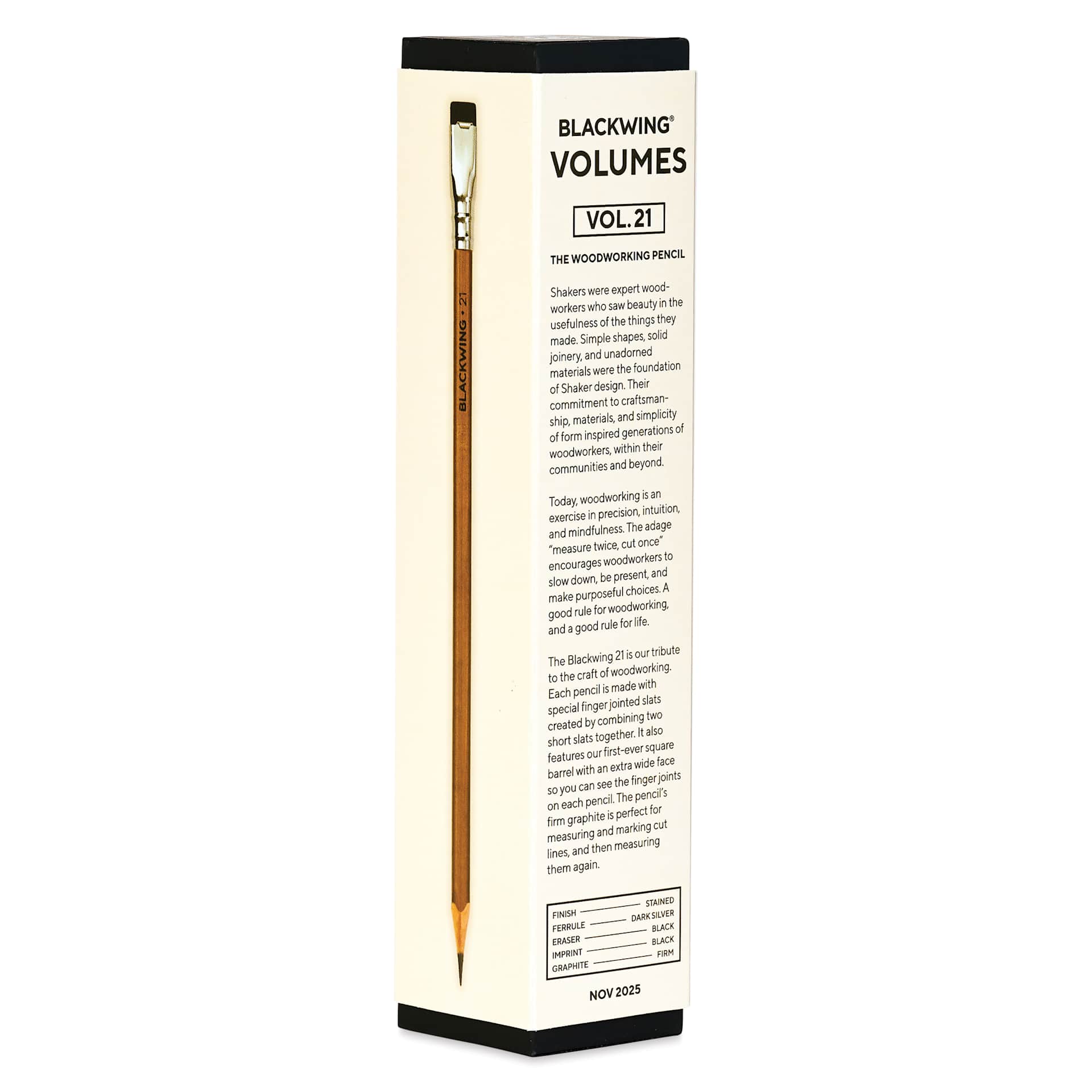 Blackwing Volume 21 Pencils - Set of 12, side view of packaging