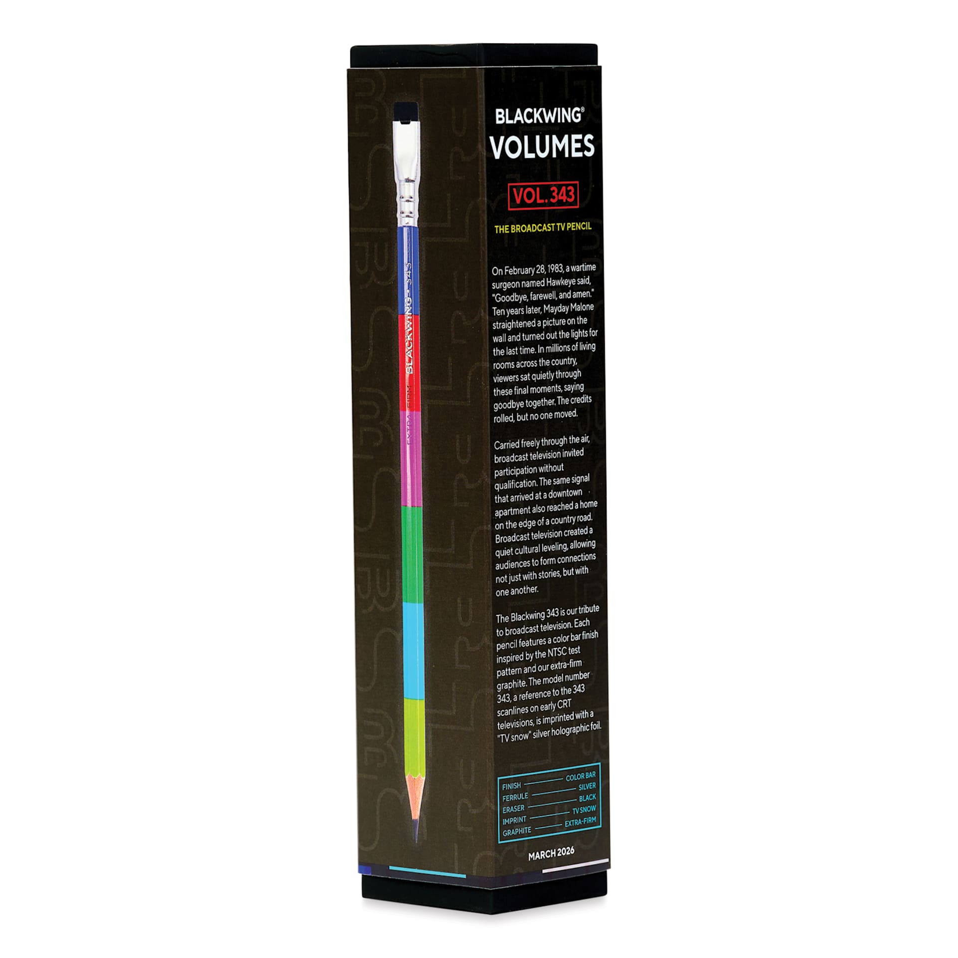 Blackwing Volume 343 Pencils - Set of 12, alternate side view of packaging